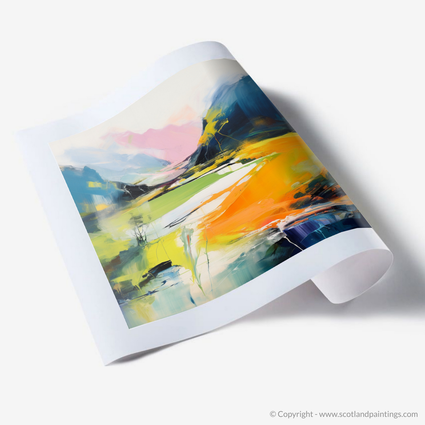 Painting and Art Print of River Garry, Highlands in summer. Summer Rhapsody: River Garry Highlands.