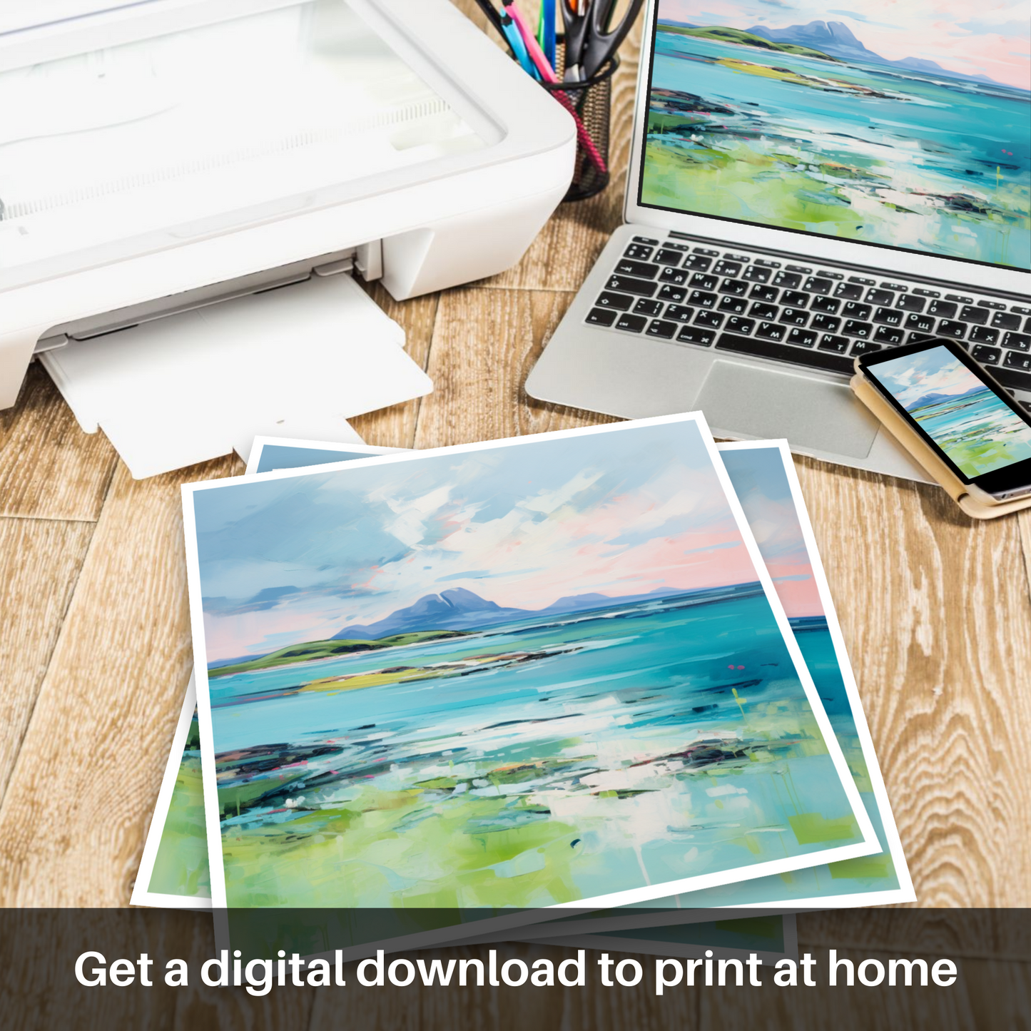 Downloadable and printable picture of Isle of Jura, Inner Hebrides in summer