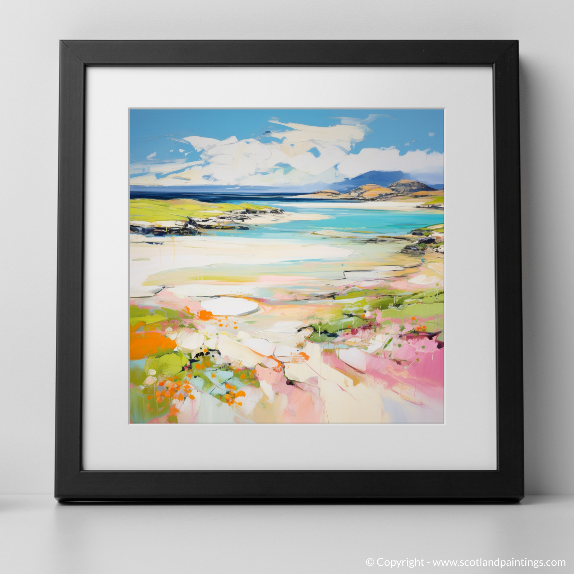 Art Print of Isle of Barra, Outer Hebrides in summer with a black frame