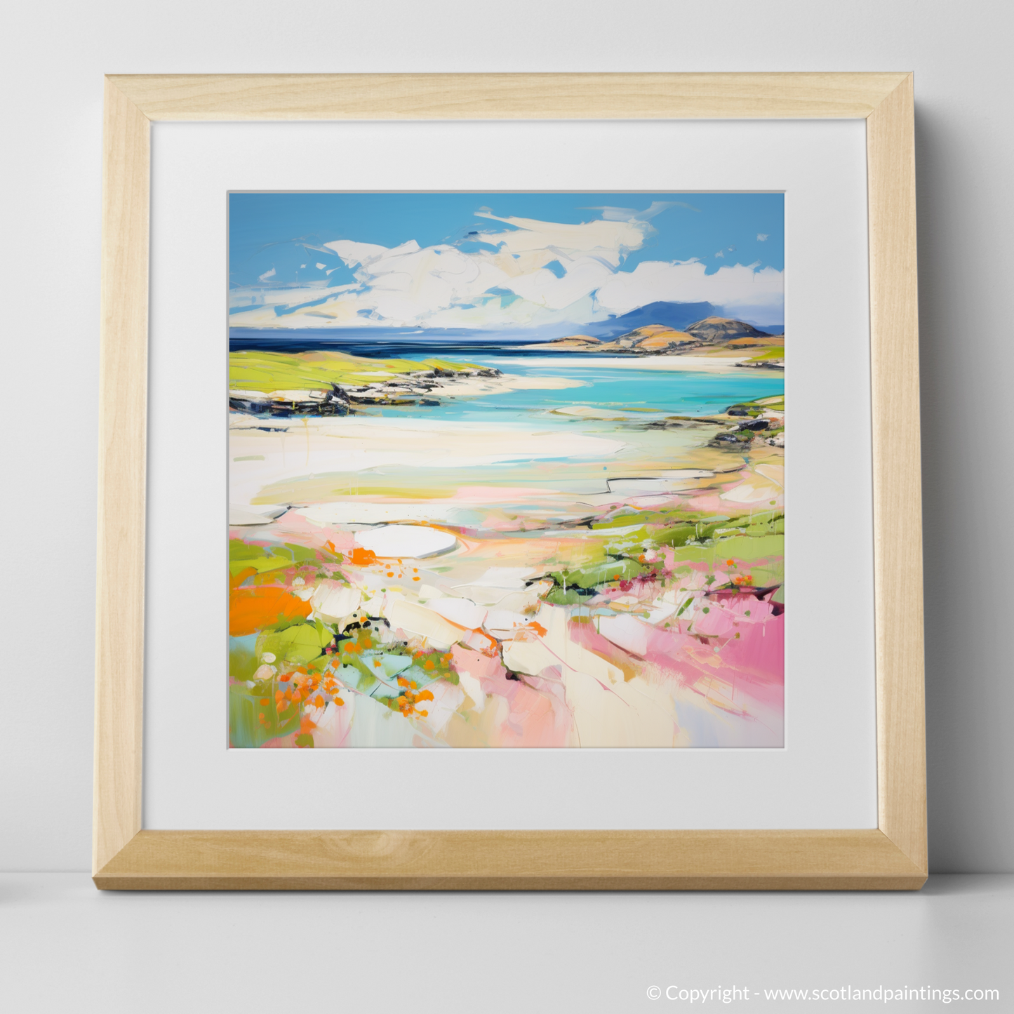 Art Print of Isle of Barra, Outer Hebrides in summer with a natural frame