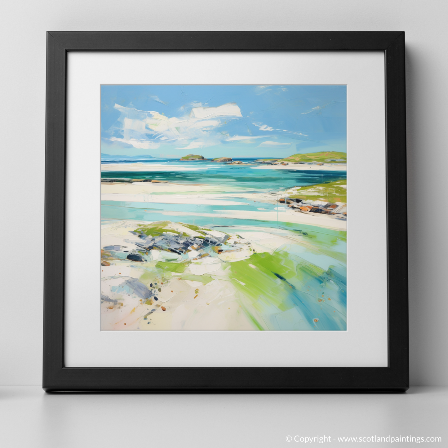 Art Print of Isle of Barra, Outer Hebrides in summer with a black frame