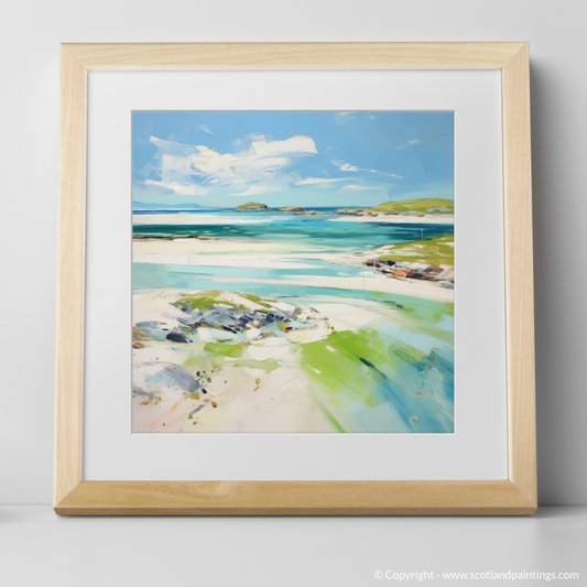 Art Print of Isle of Barra, Outer Hebrides in summer with a natural frame