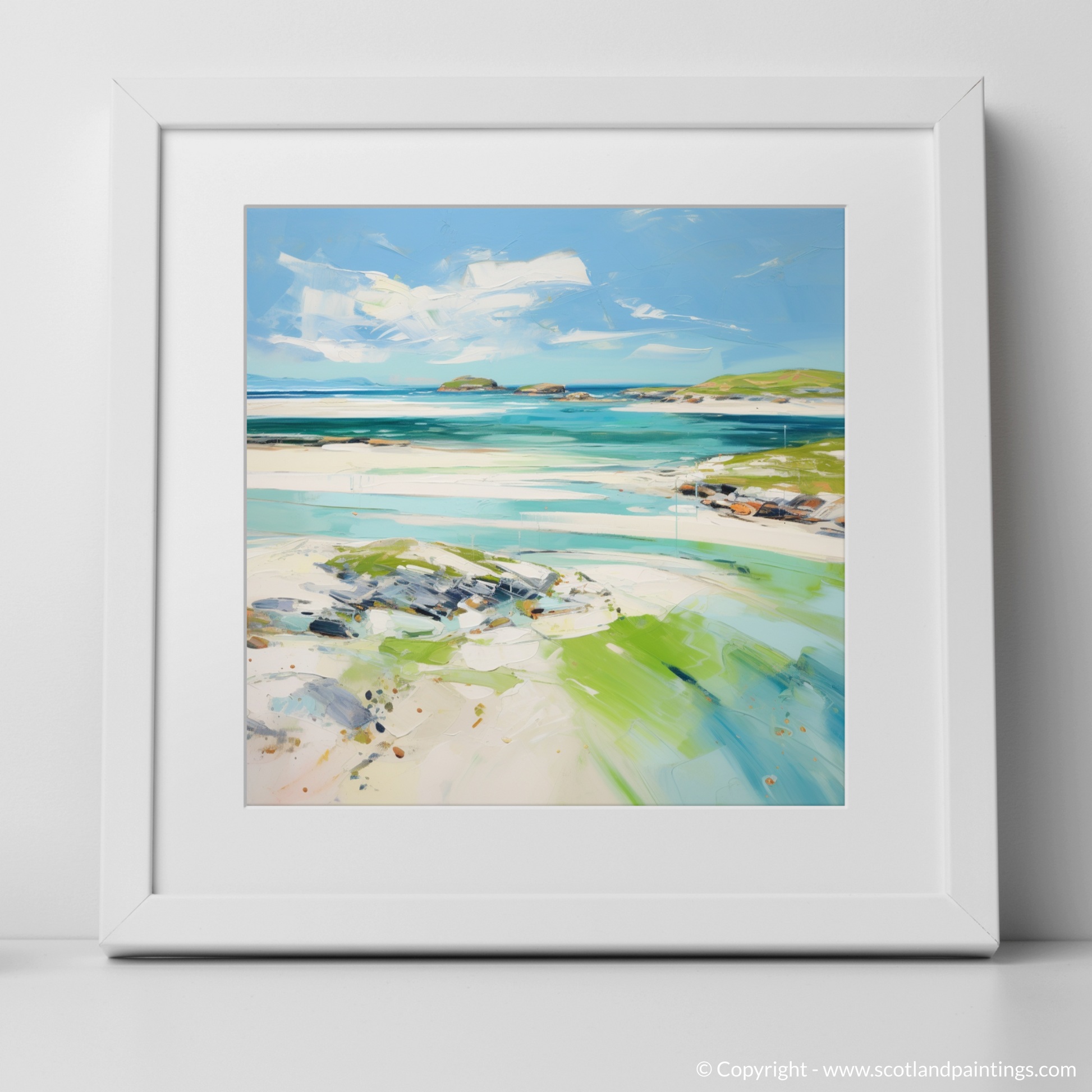 Art Print of Isle of Barra, Outer Hebrides in summer with a white frame