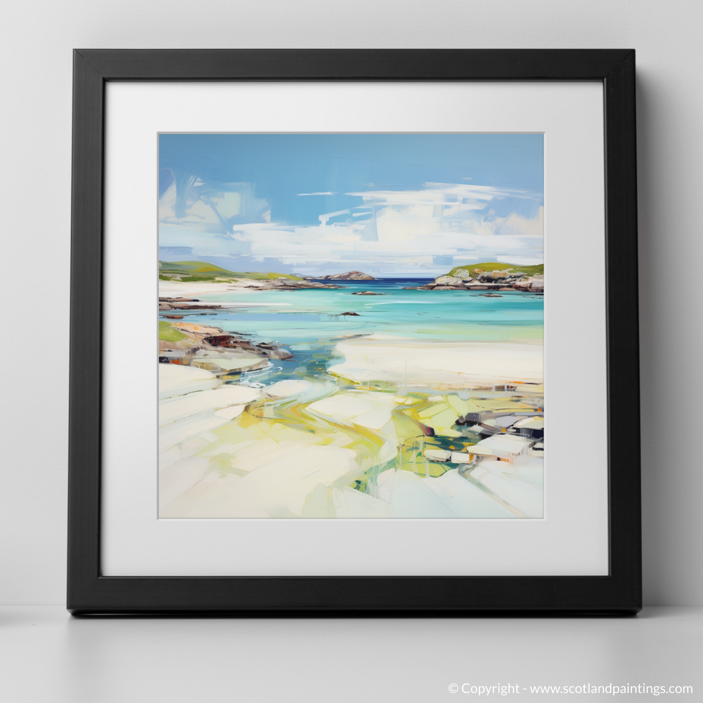 Art Print of Isle of Barra, Outer Hebrides in summer with a black frame