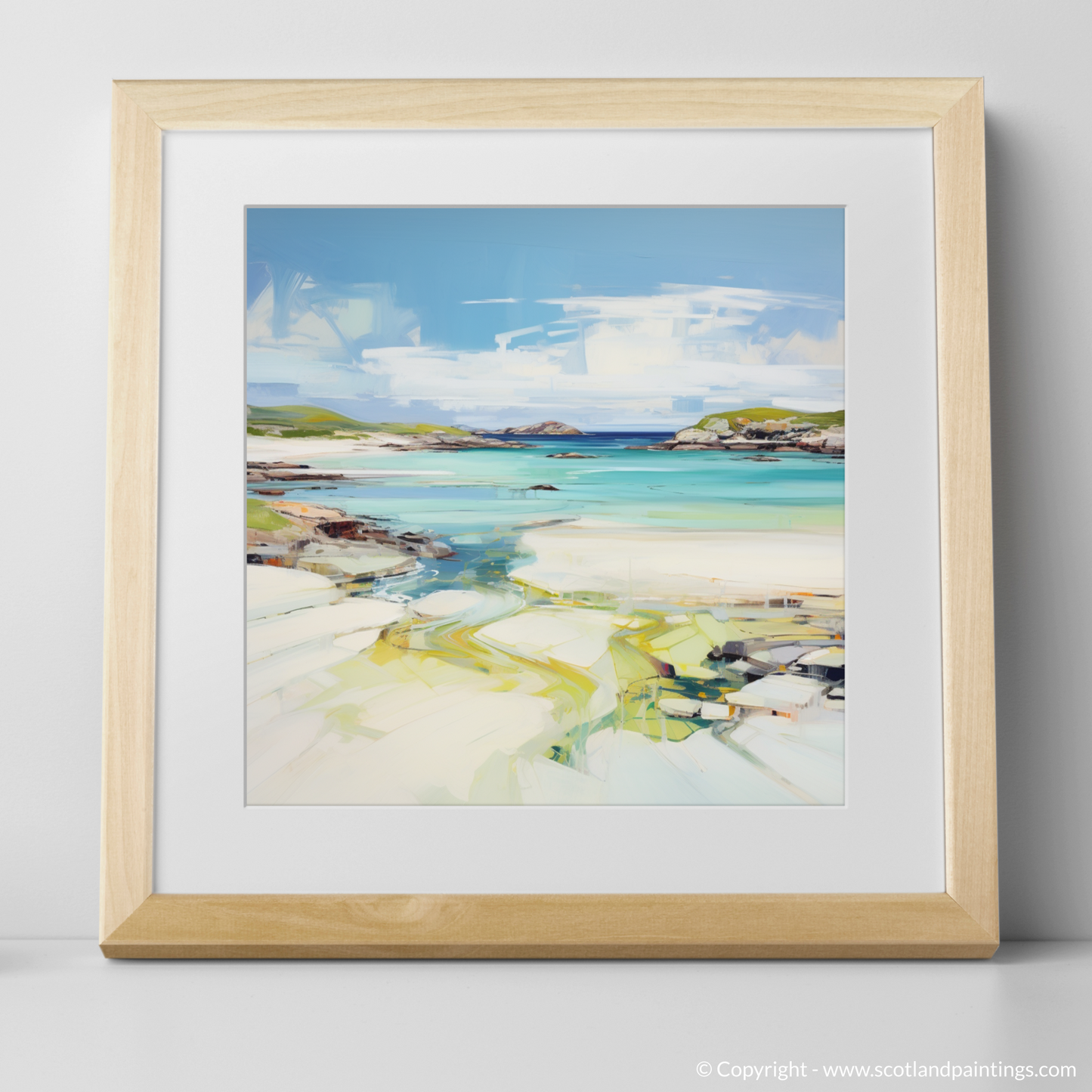 Art Print of Isle of Barra, Outer Hebrides in summer with a natural frame