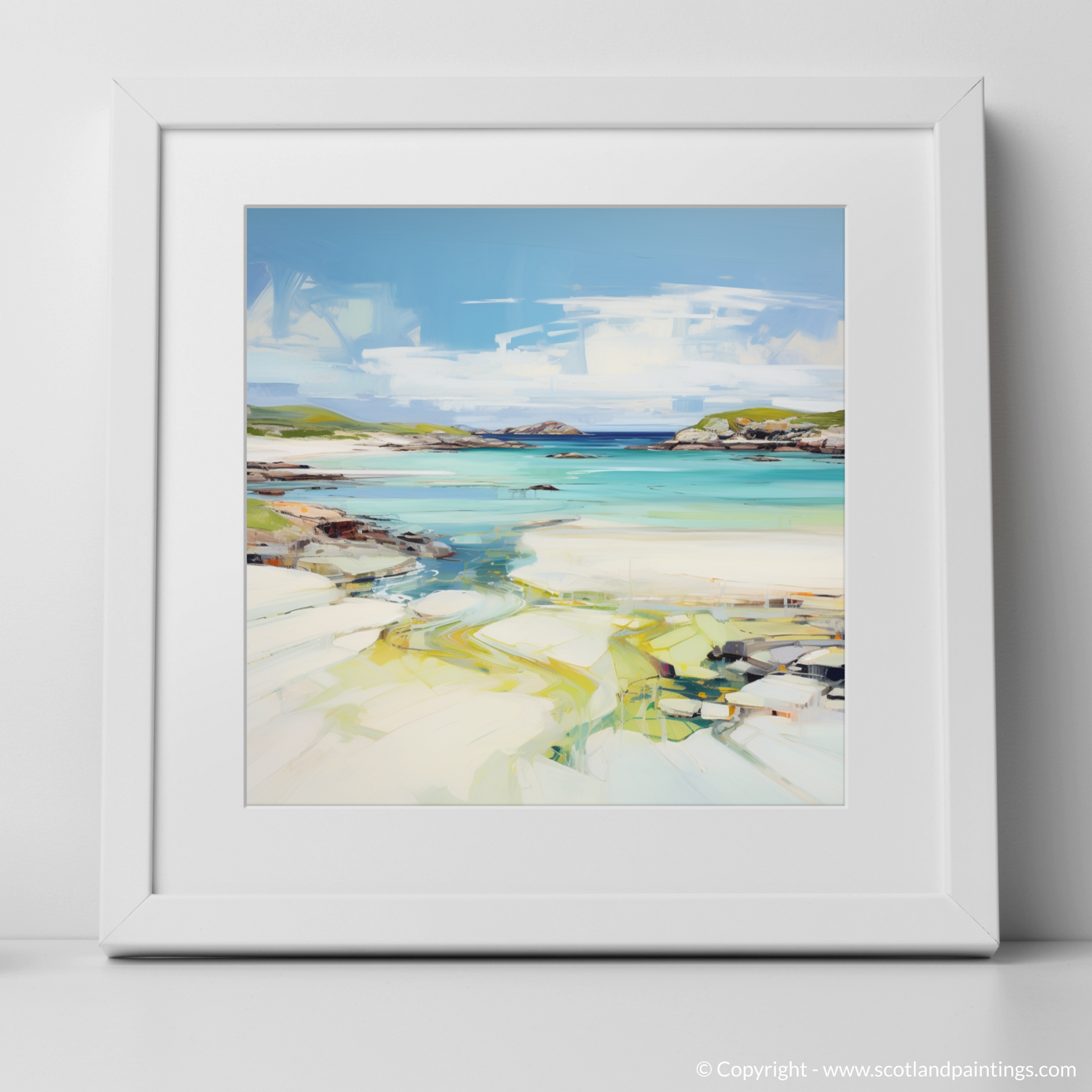 Art Print of Isle of Barra, Outer Hebrides in summer with a white frame