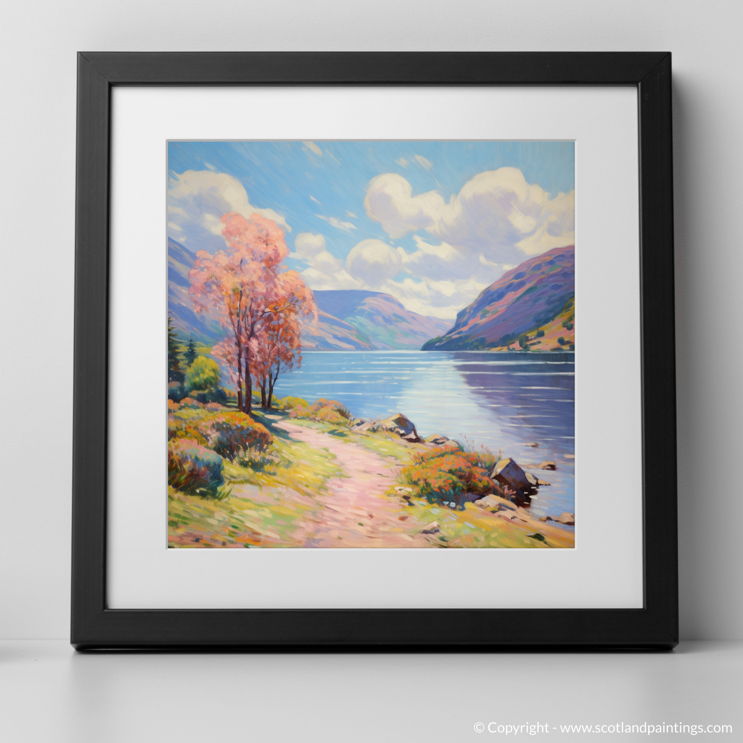 Art Print of Loch Earn, Perth and Kinross in summer with a black frame
