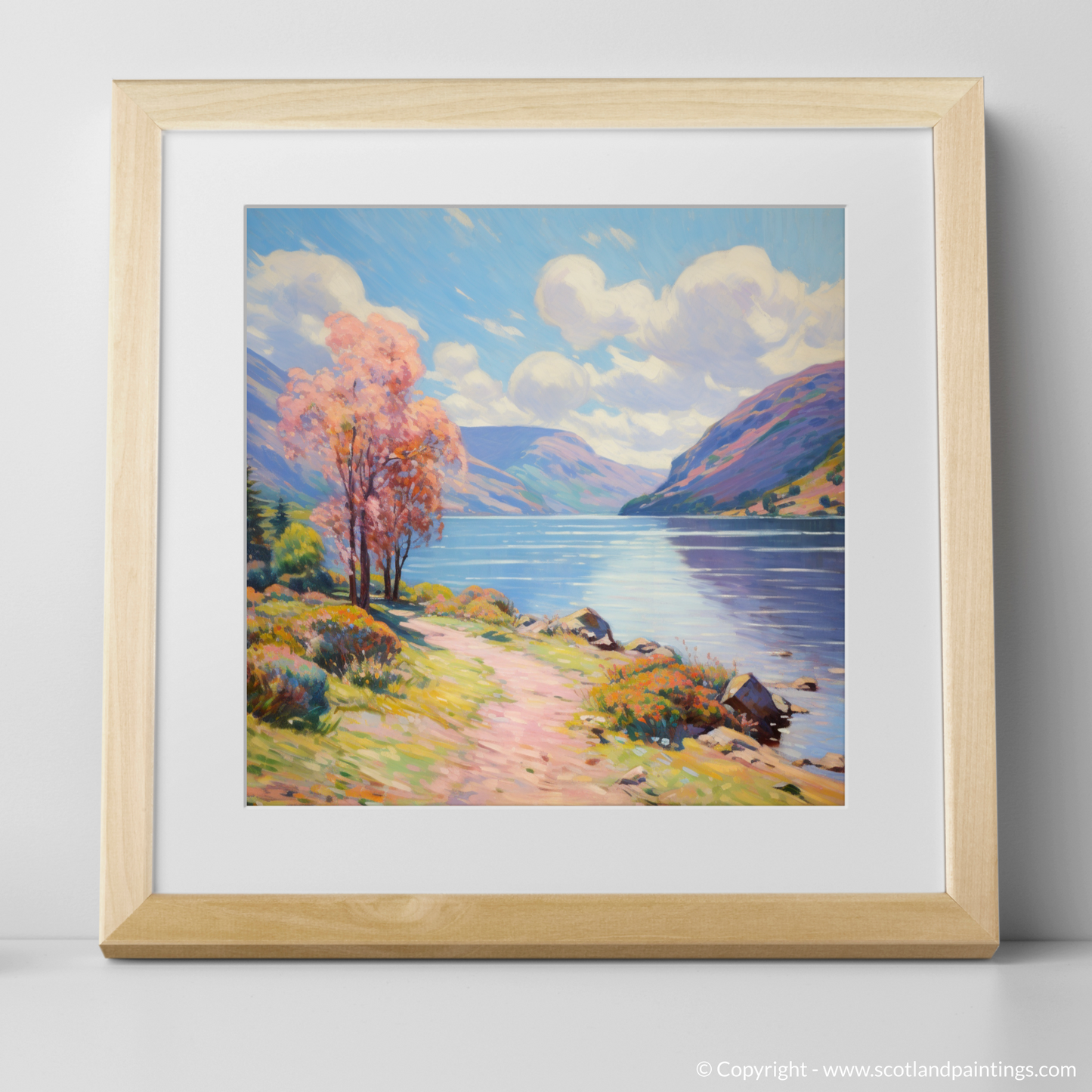 Art Print of Loch Earn, Perth and Kinross in summer with a natural frame