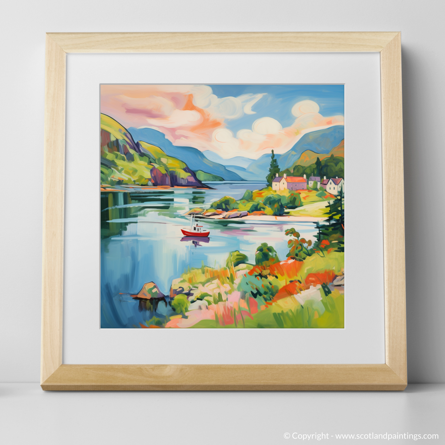 Art Print of Loch Morar, Highlands in summer with a natural frame