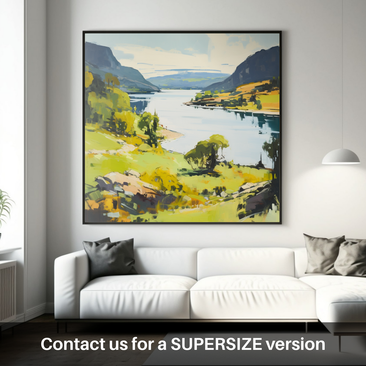 Painting and Art Print of Loch Ness, Highlands in summer. Summer Serenade in the Scottish Highlands.