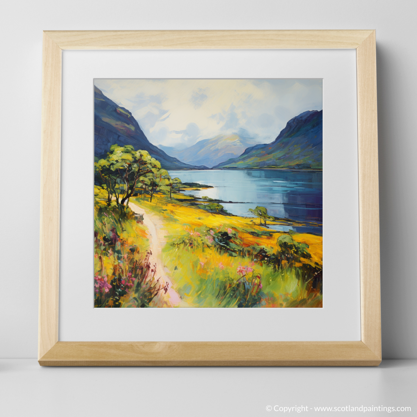 Art Print of Loch Maree, Wester Ross in summer with a natural frame