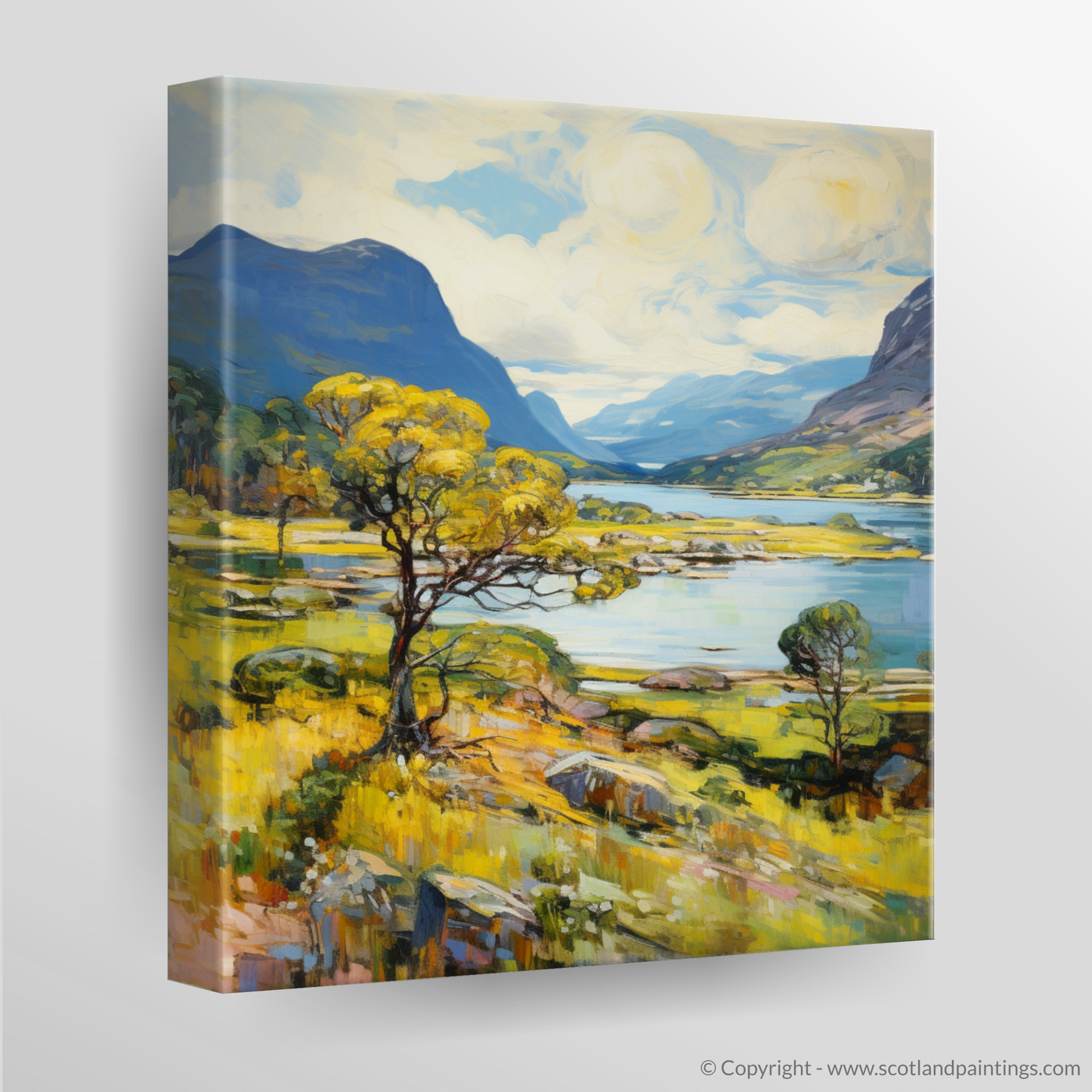 Painting and Art Print of Loch Maree, Wester Ross in summer. Summer Serenade at Loch Maree.