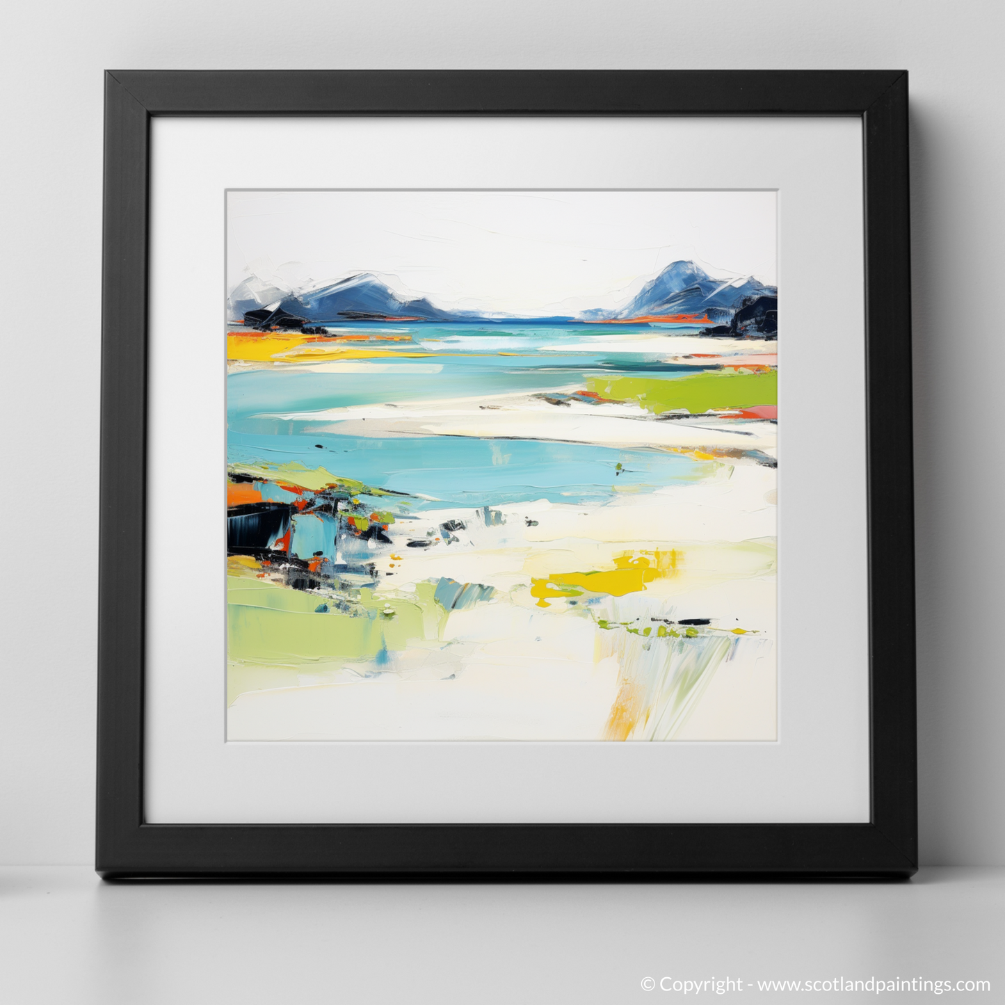 Art Print of Silver Sands of Morar in summer with a black frame