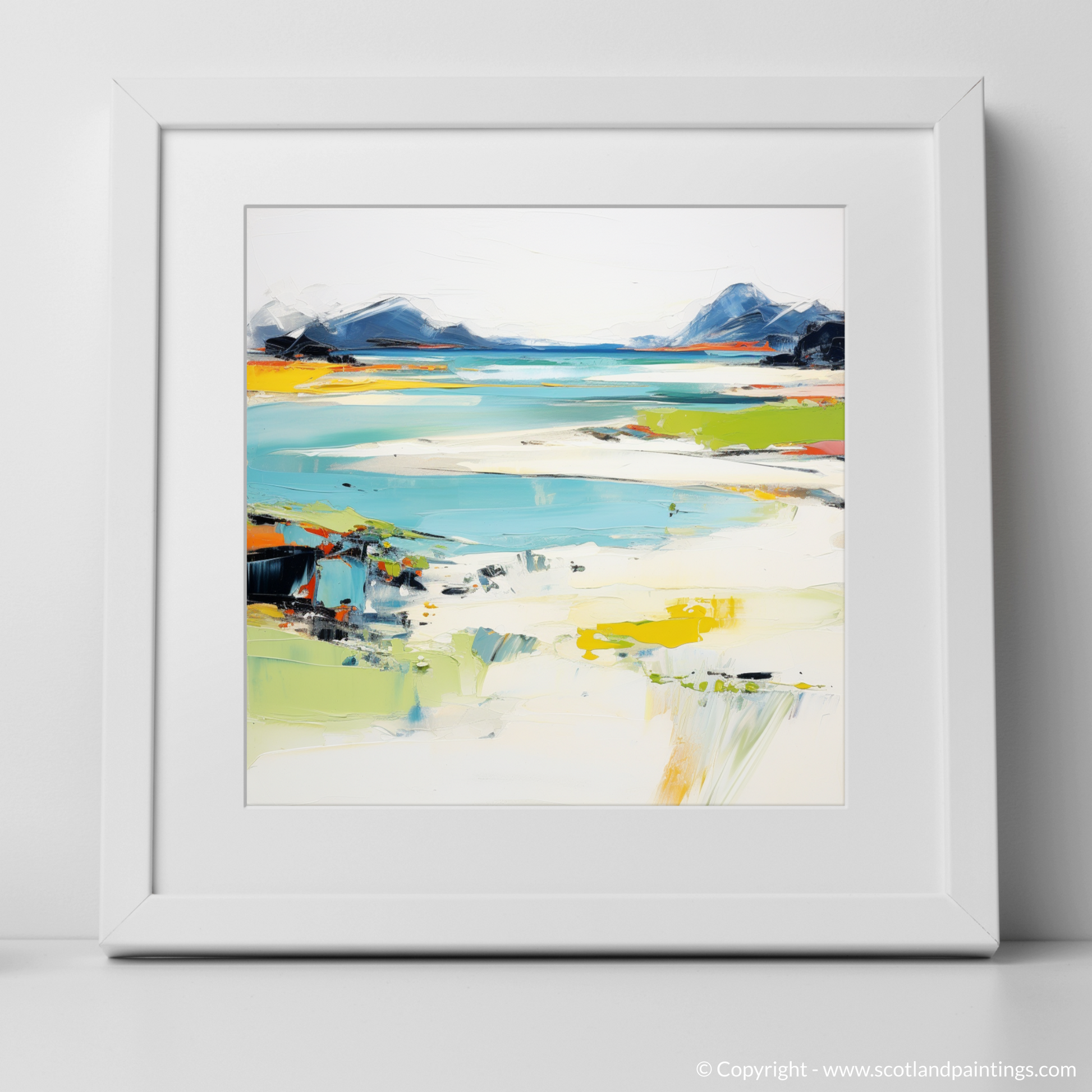 Art Print of Silver Sands of Morar in summer with a white frame