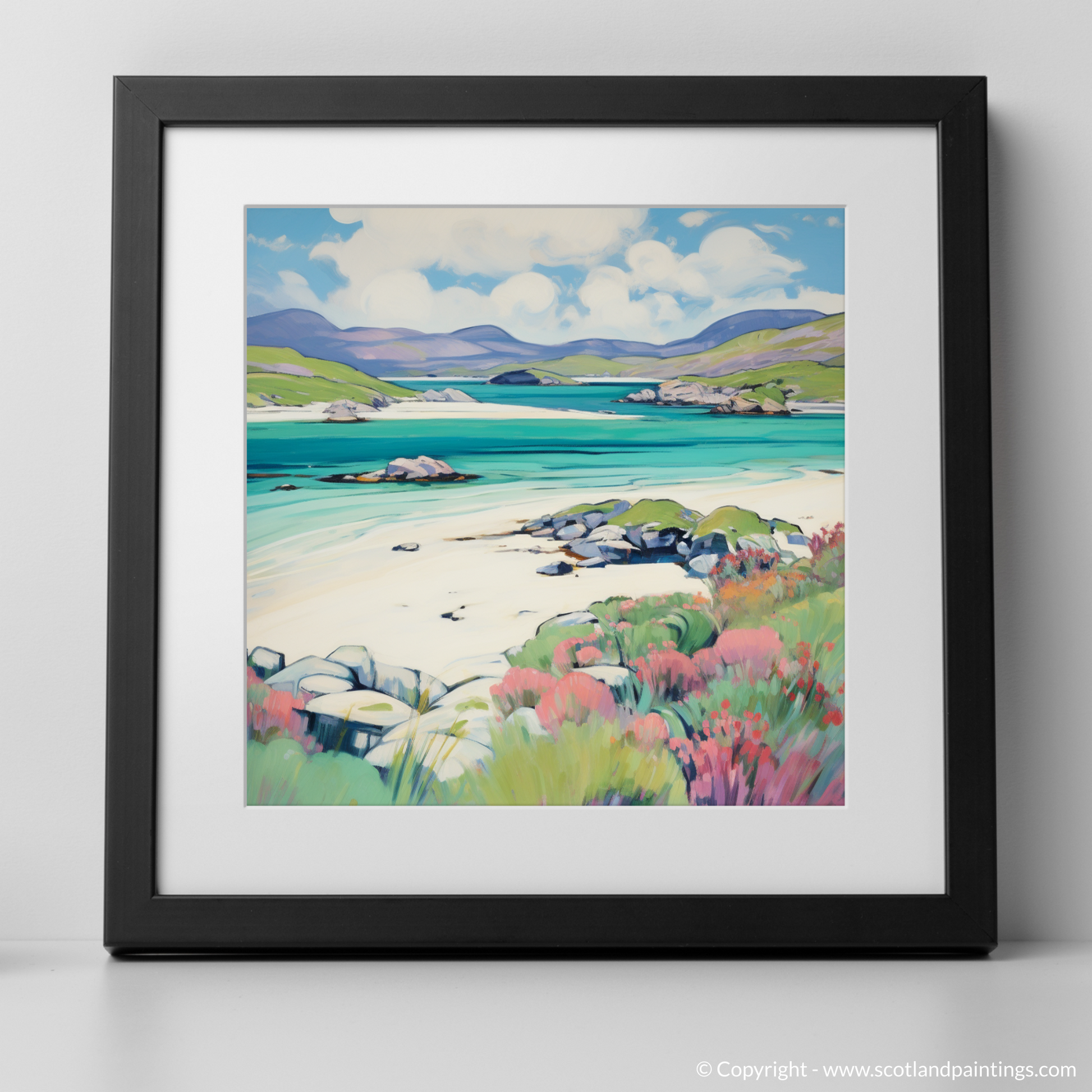 Art Print of Isle of Harris, Outer Hebrides in summer with a black frame