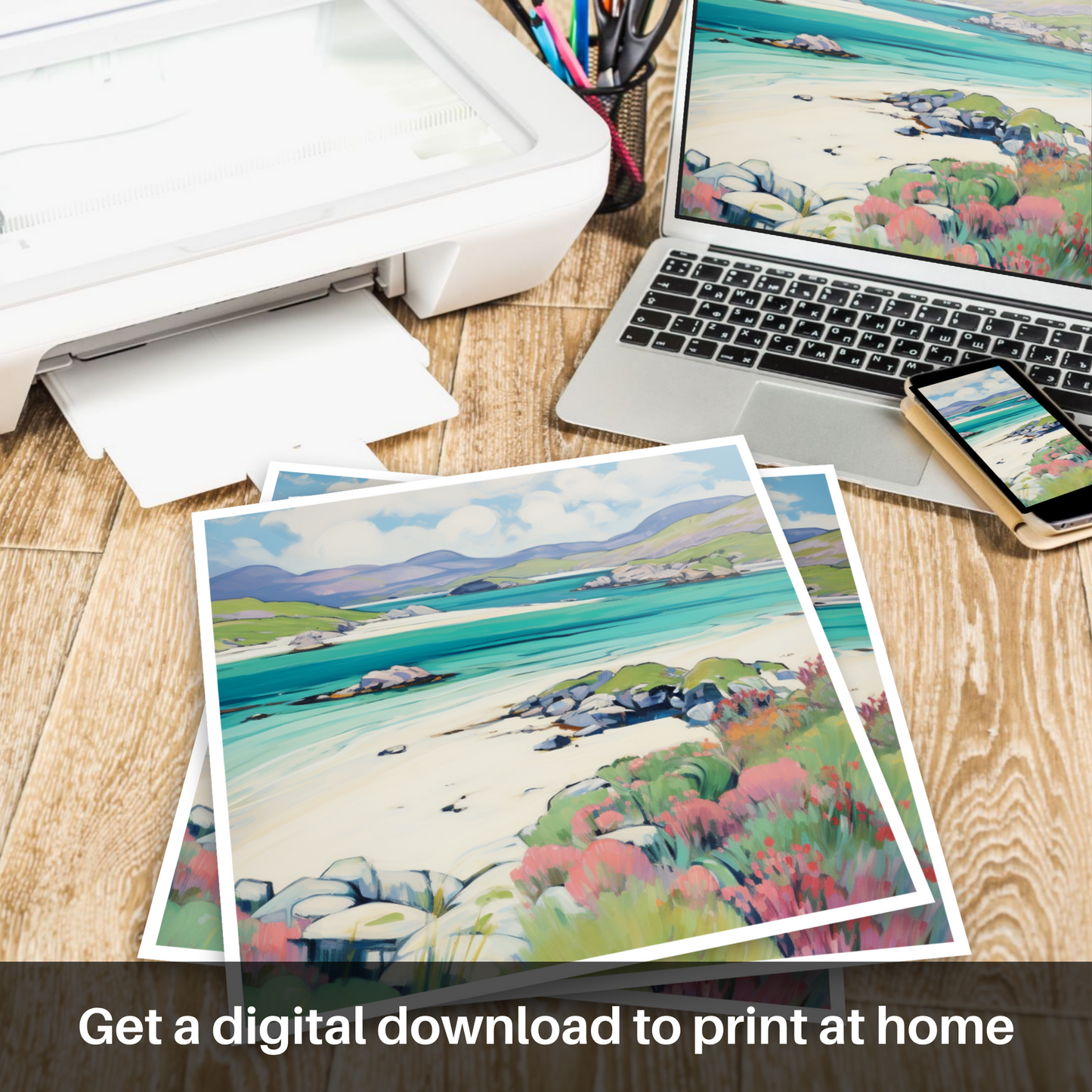 Downloadable and printable picture of Isle of Harris, Outer Hebrides in summer