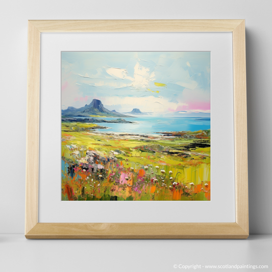 Art Print of Isle of Eigg, Inner Hebrides in summer with a natural frame