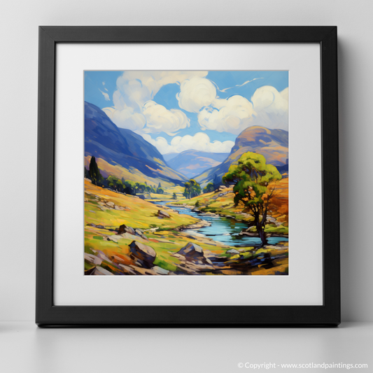 Art Print of Glen Roy, Highlands in summer with a black frame