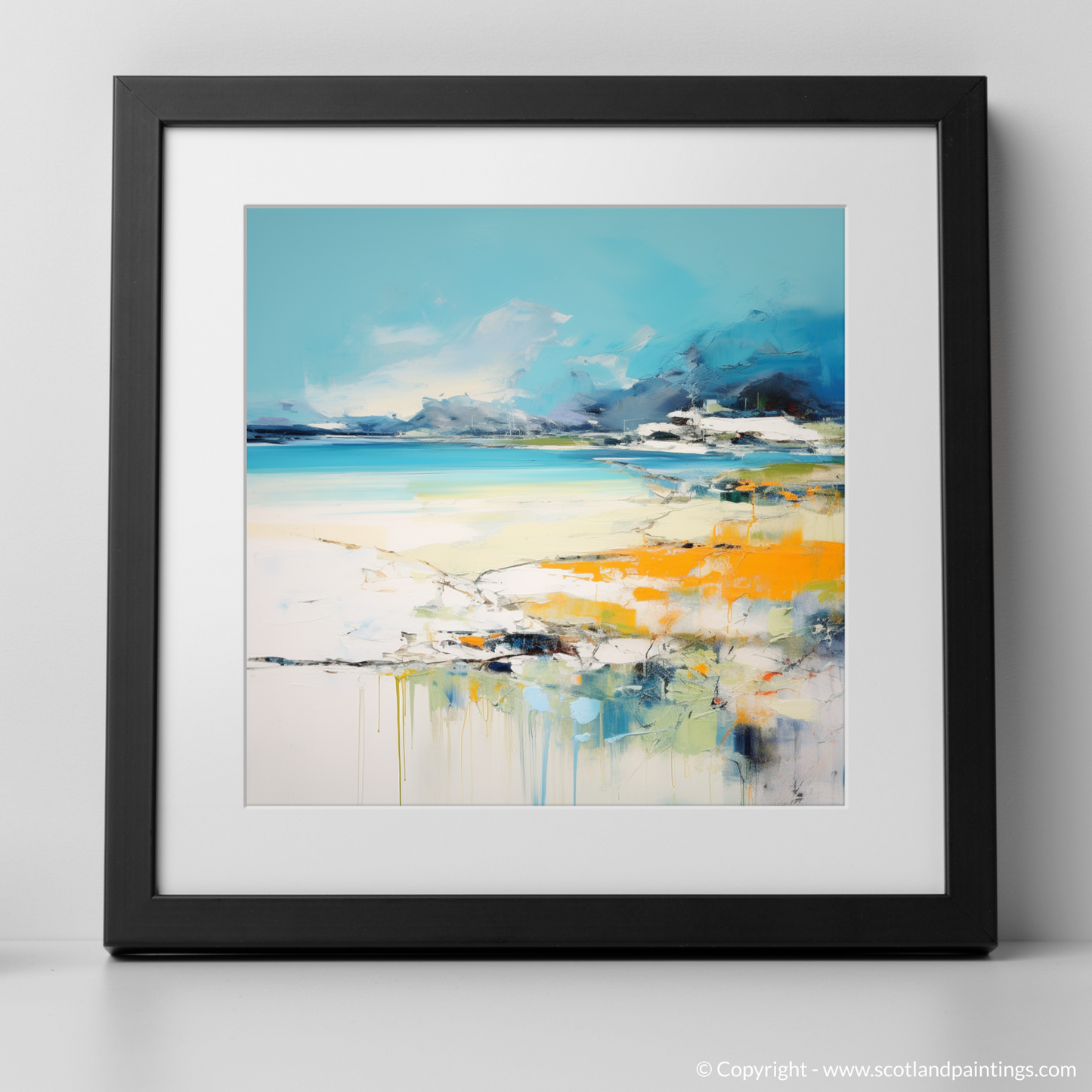 Art Print of Silver Sands of Morar in summer with a black frame