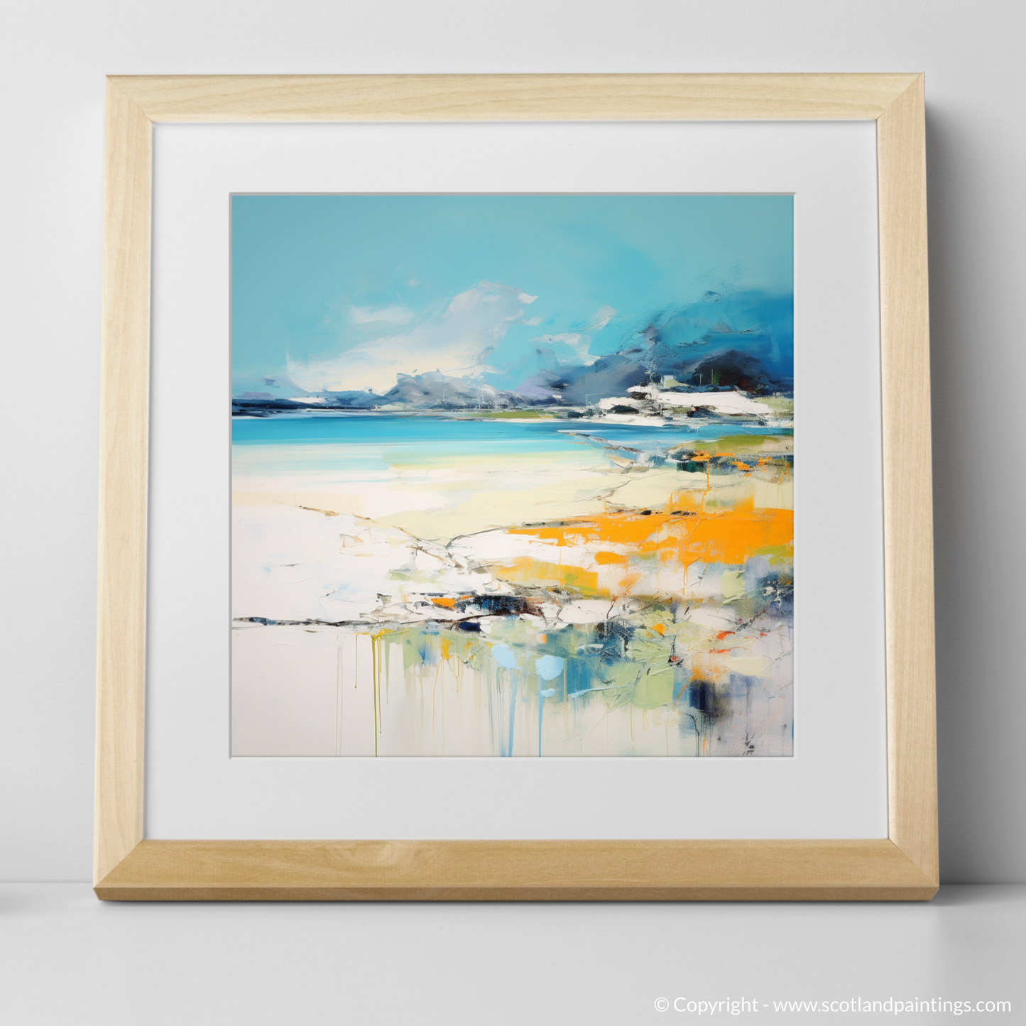 Art Print of Silver Sands of Morar in summer with a natural frame