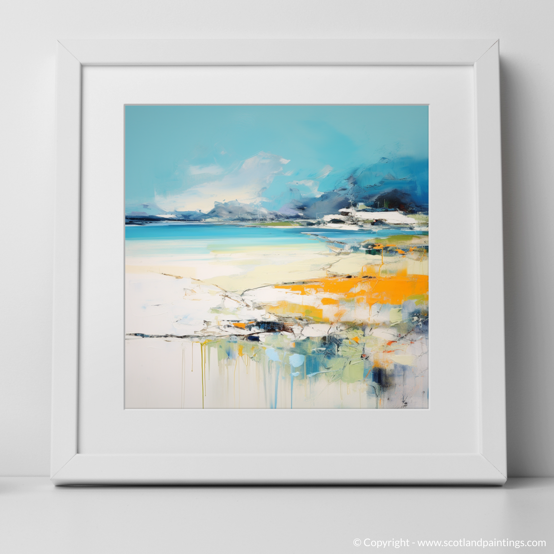 Art Print of Silver Sands of Morar in summer with a white frame