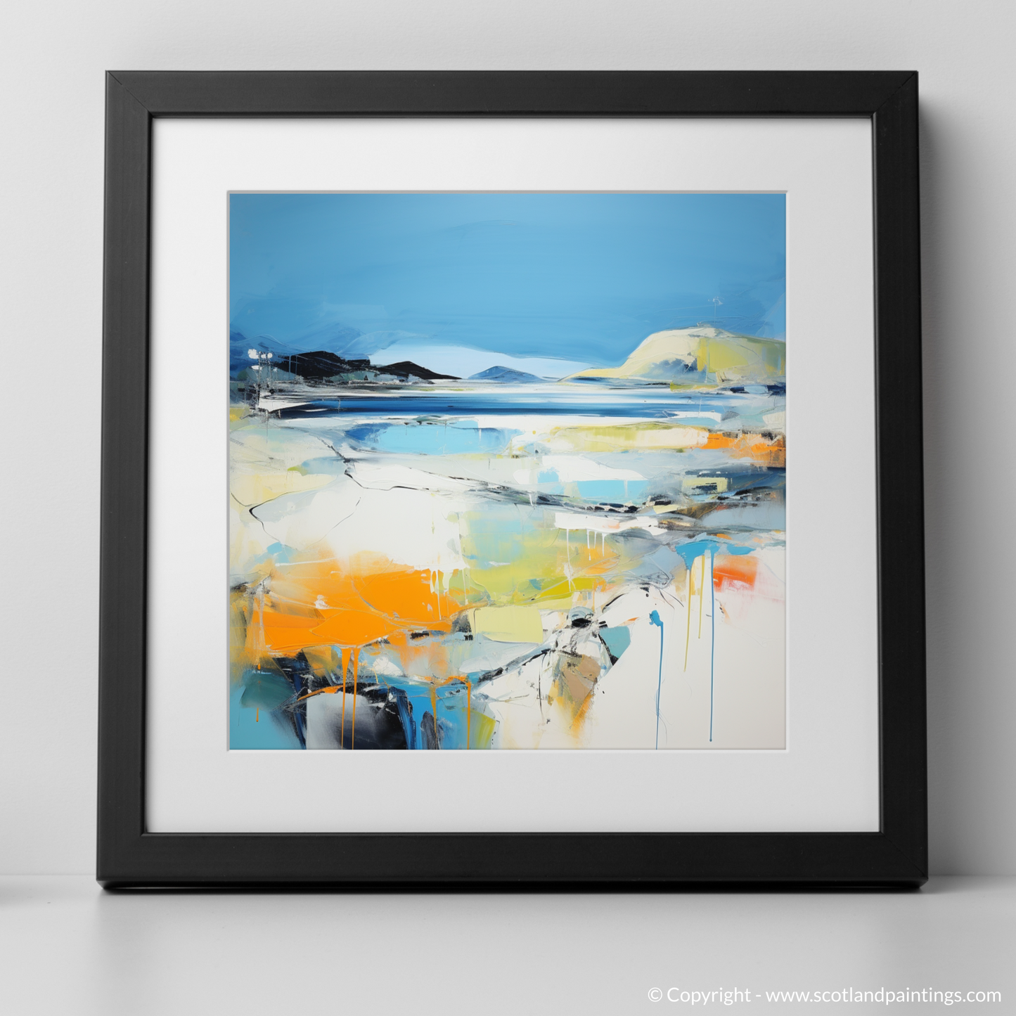 Art Print of Silver Sands of Morar in summer with a black frame