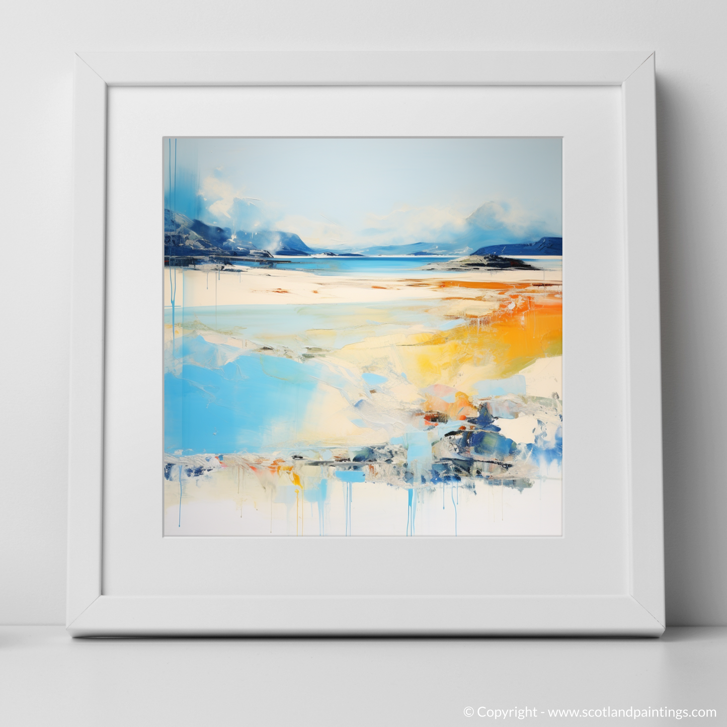 Art Print of Silver Sands of Morar in summer with a white frame