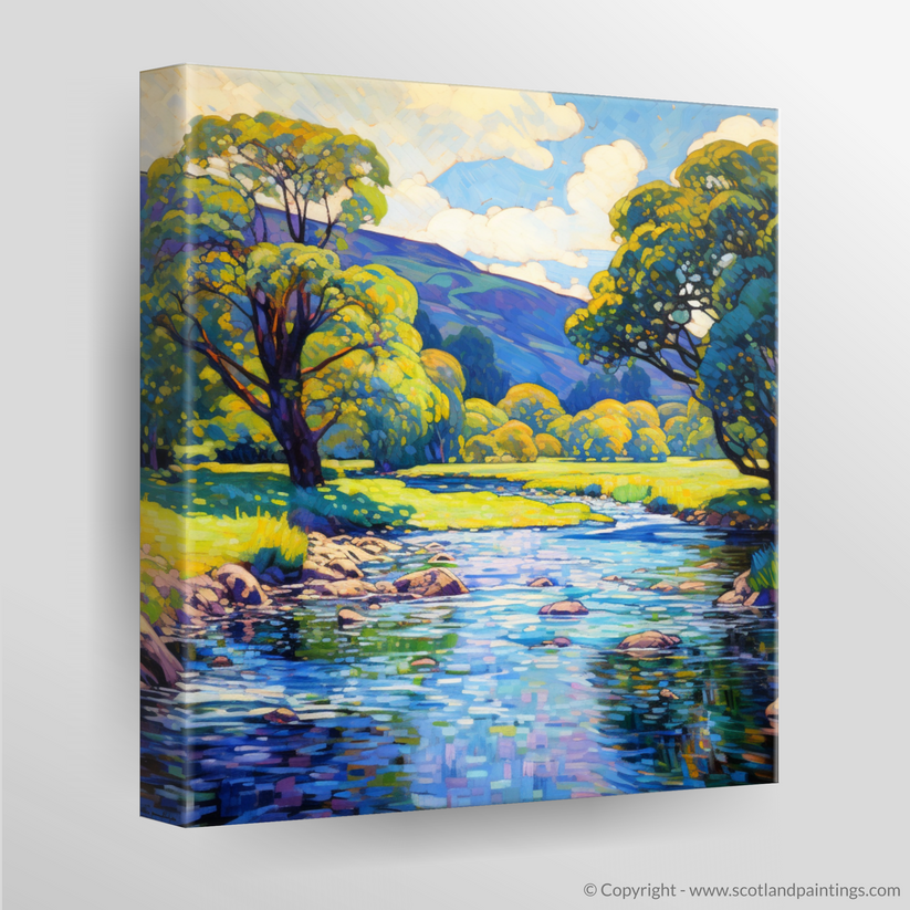 Painting and Art Print of River Earn, Perthshire in summer entitled 