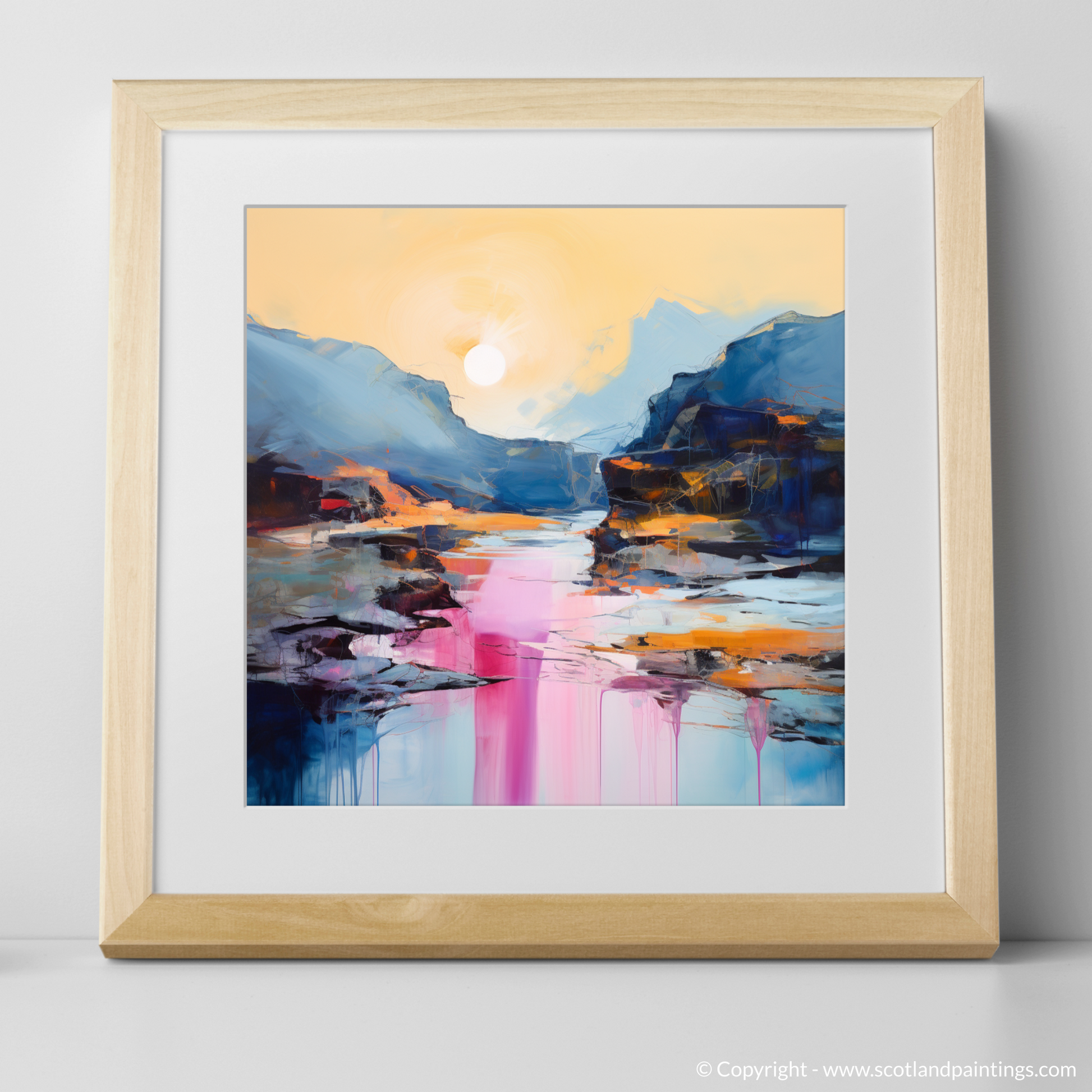 Art Print of Isle of Skye Fairy Pools at dusk in summer with a natural frame