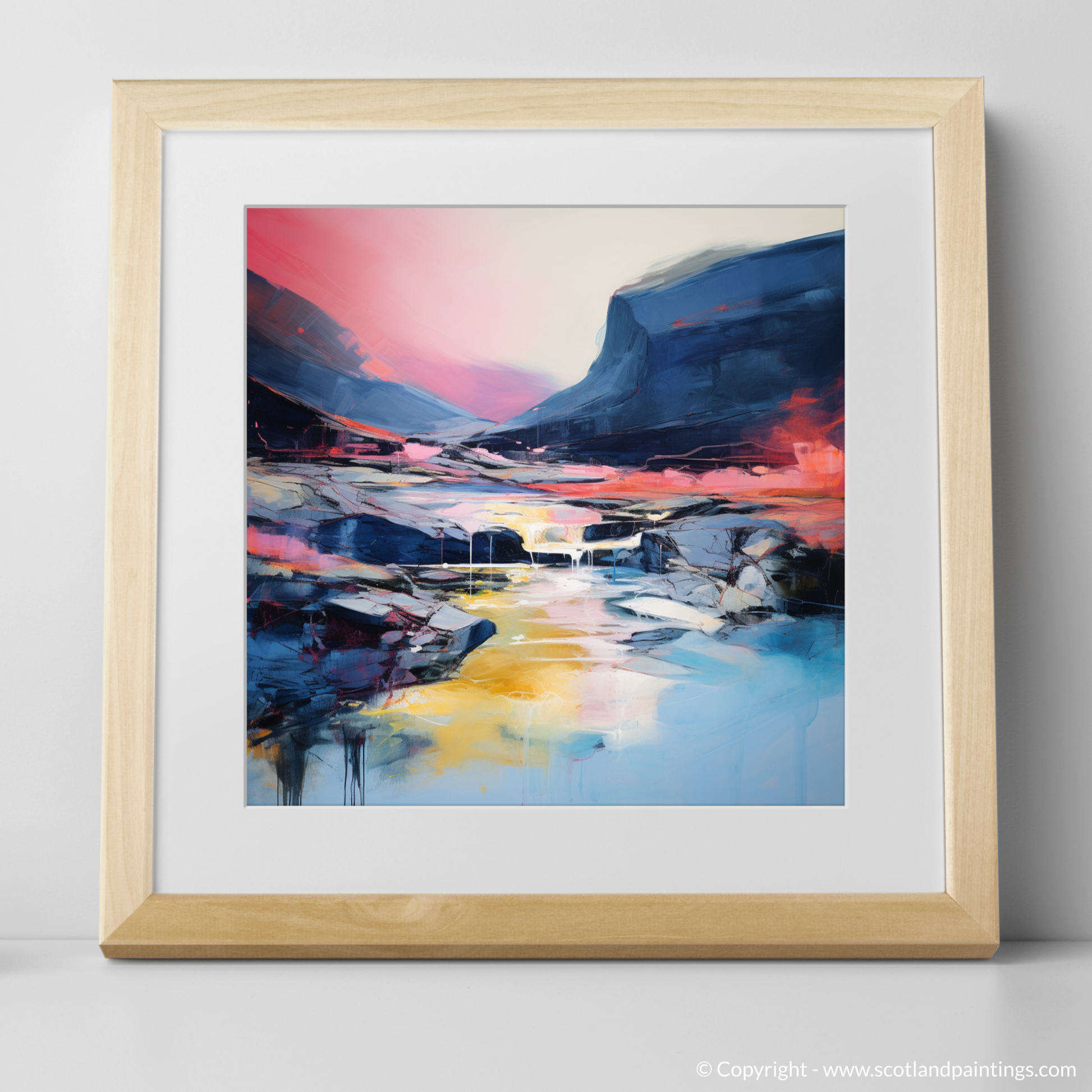 Art Print of Isle of Skye Fairy Pools at dusk in summer with a natural frame