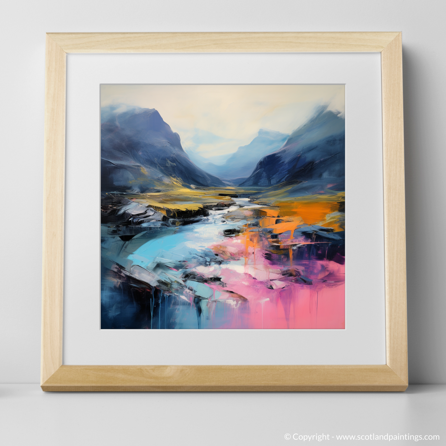 Art Print of Isle of Skye Fairy Pools at dusk in summer with a natural frame