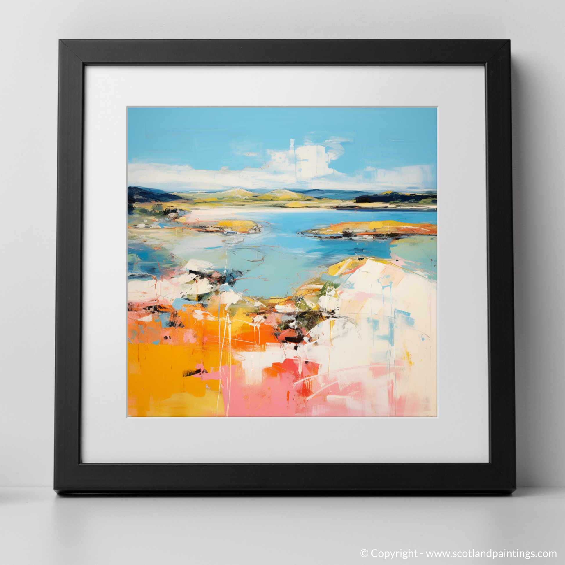 Art Print of Isle of Gigha, Inner Hebrides in summer with a black frame