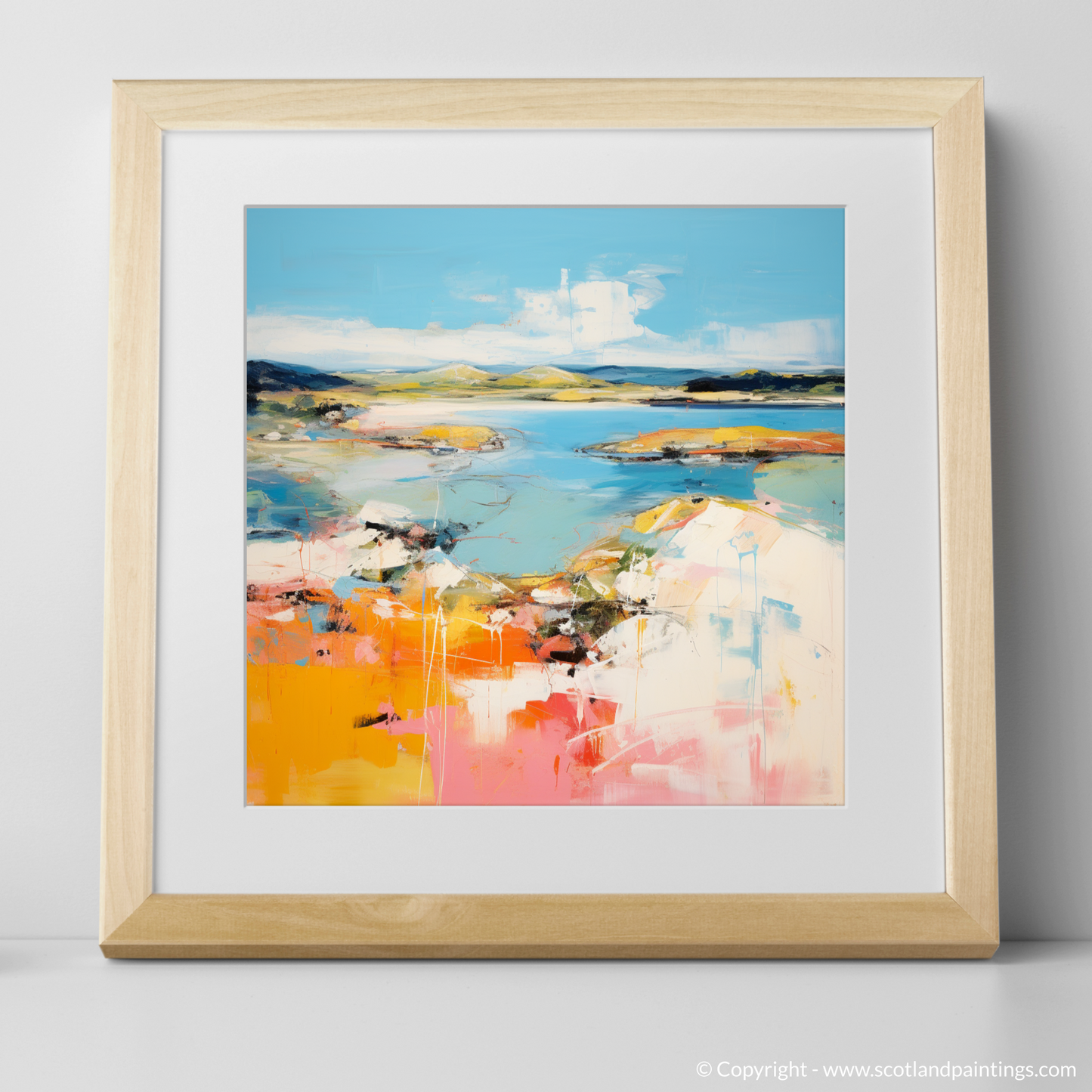 Art Print of Isle of Gigha, Inner Hebrides in summer with a natural frame