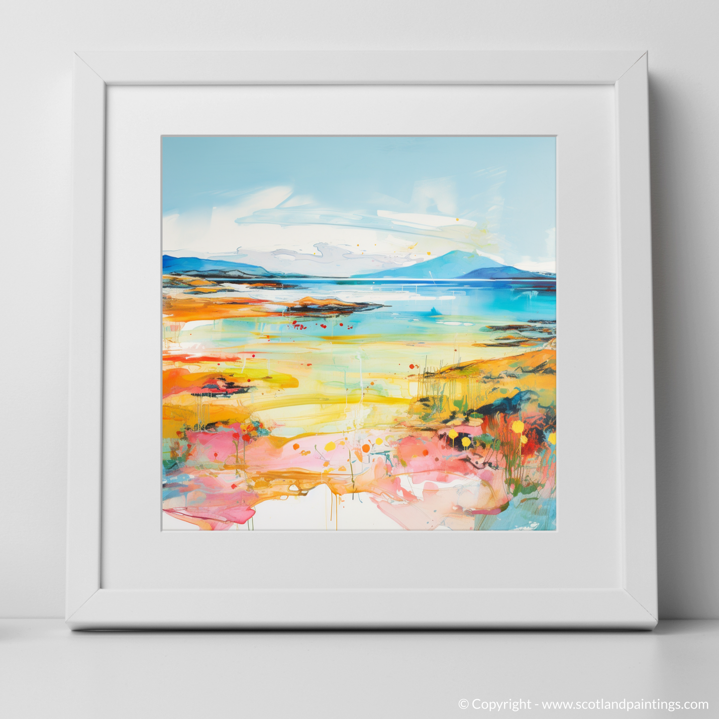 Art Print of Isle of Gigha, Inner Hebrides in summer with a white frame