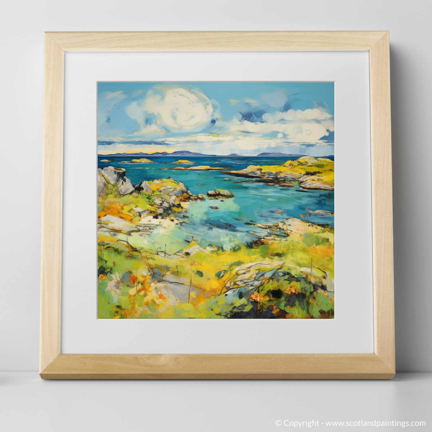 Art Print of Isle of Skyes smaller isles, Inner Hebrides in summer with a natural frame