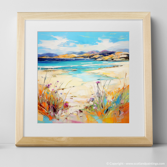 Art Print of Seilebost Beach, Isle of Harris in summer with a natural frame