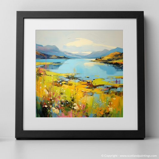 Art Print of Loch Linnhe, Highlands in summer with a black frame