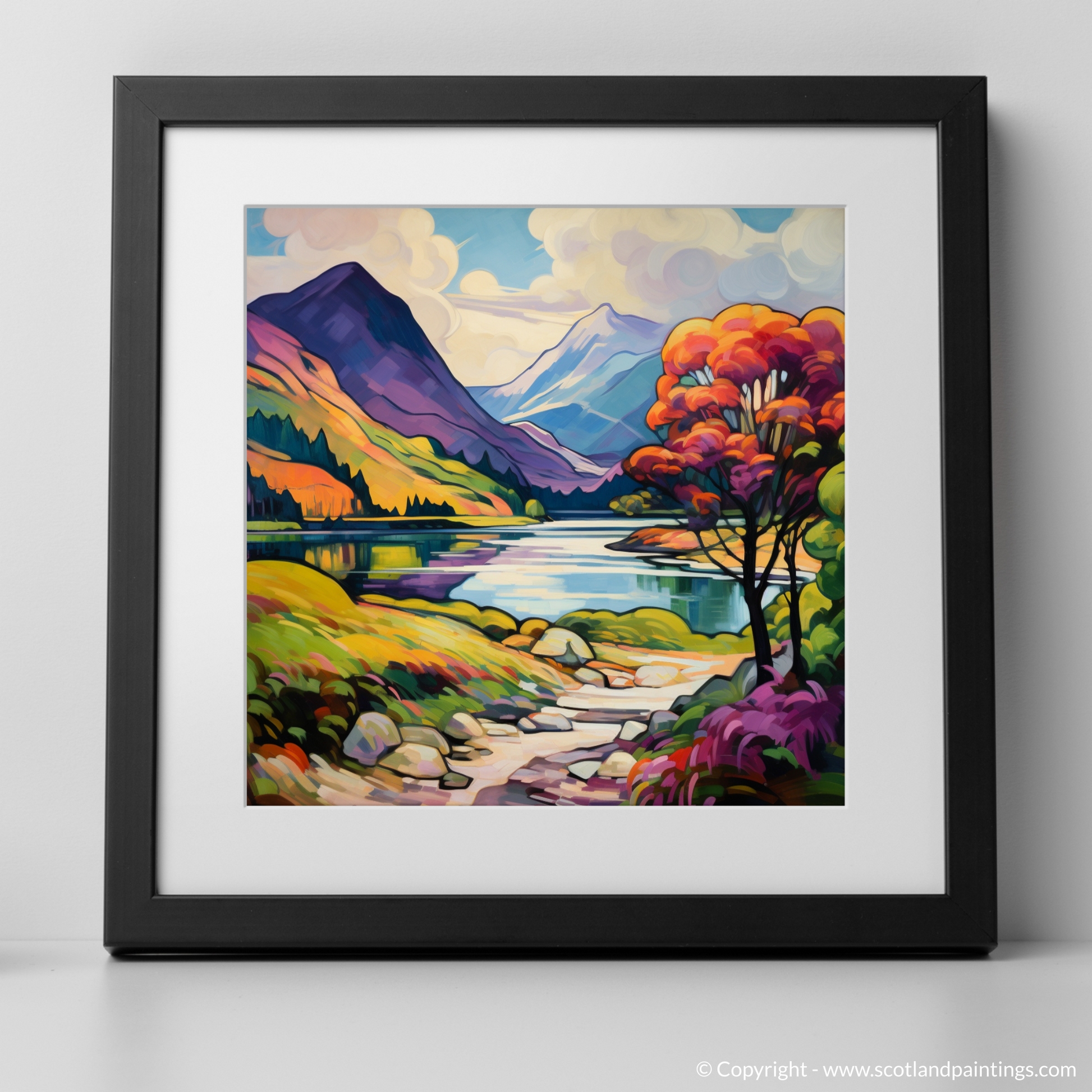 Art Print of Glenfinnan, Highlands in summer with a black frame