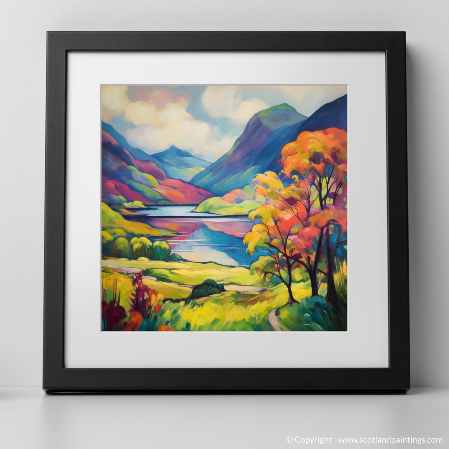 Art Print of Glenfinnan, Highlands in summer with a black frame