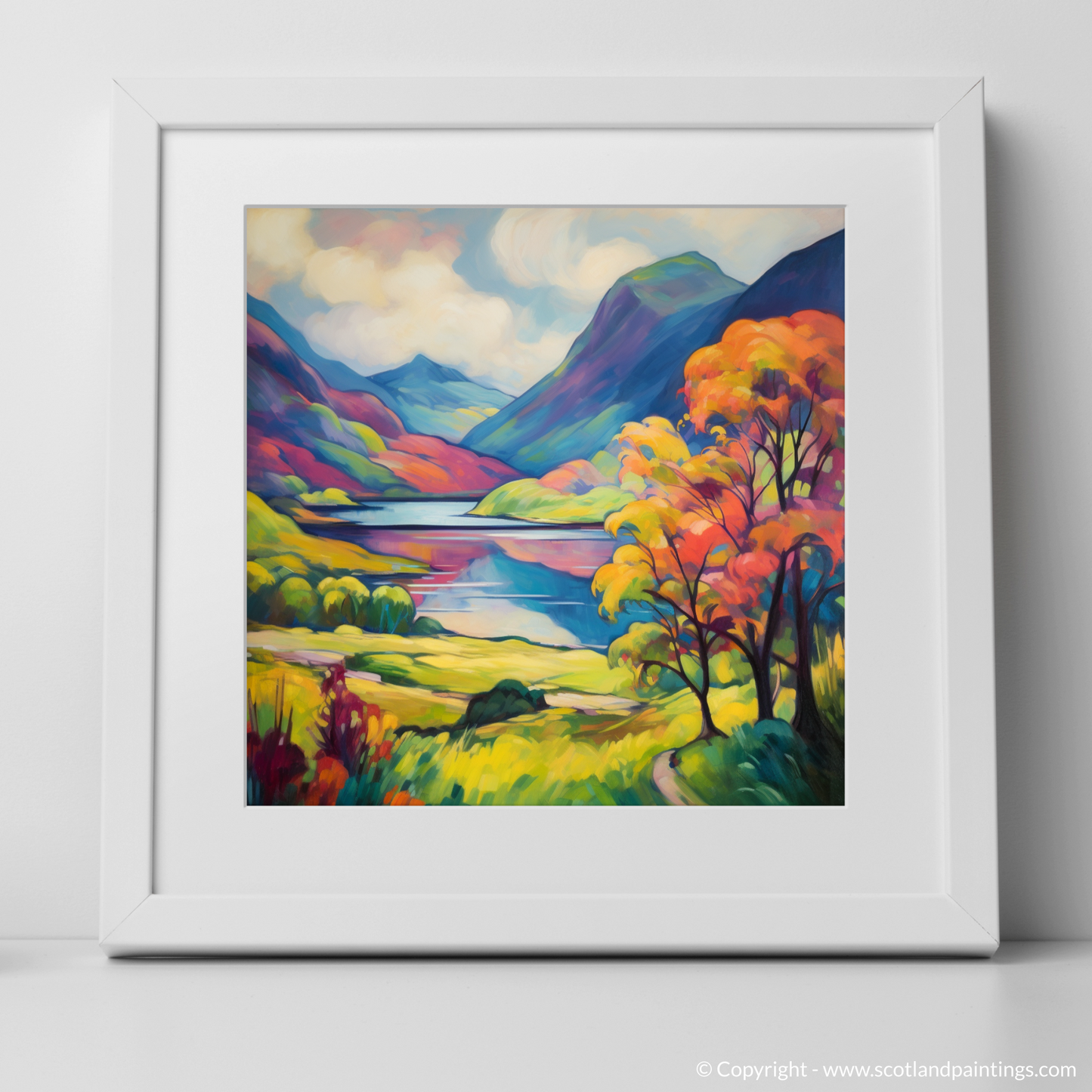 Art Print of Glenfinnan, Highlands in summer with a white frame