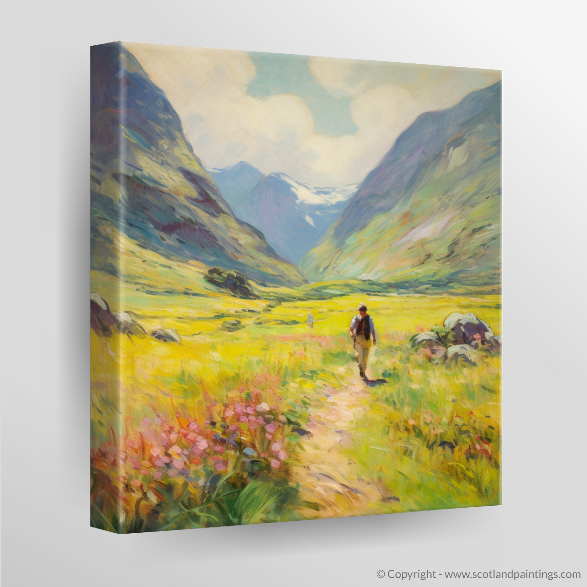 Canvas Print of Walkers in Glencoe during summer