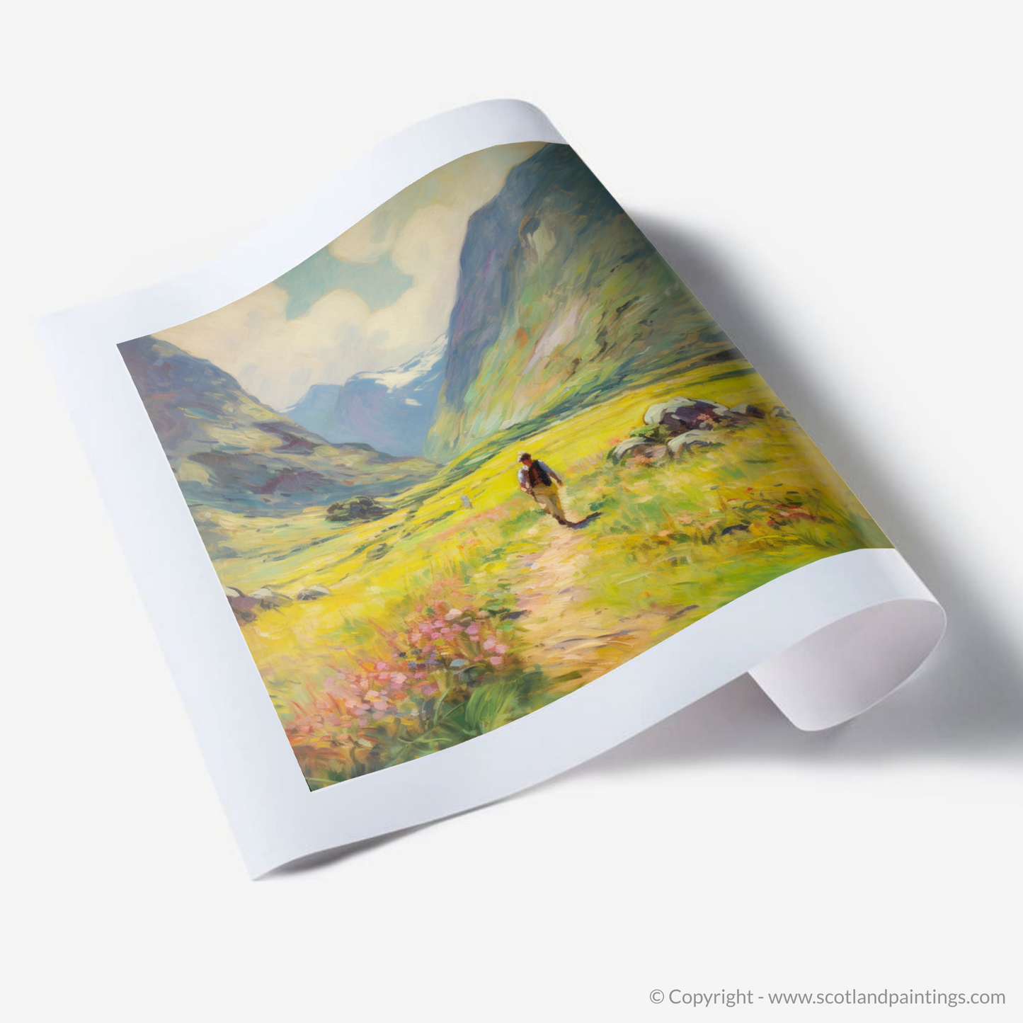 Art Print of Walkers in Glencoe during summer