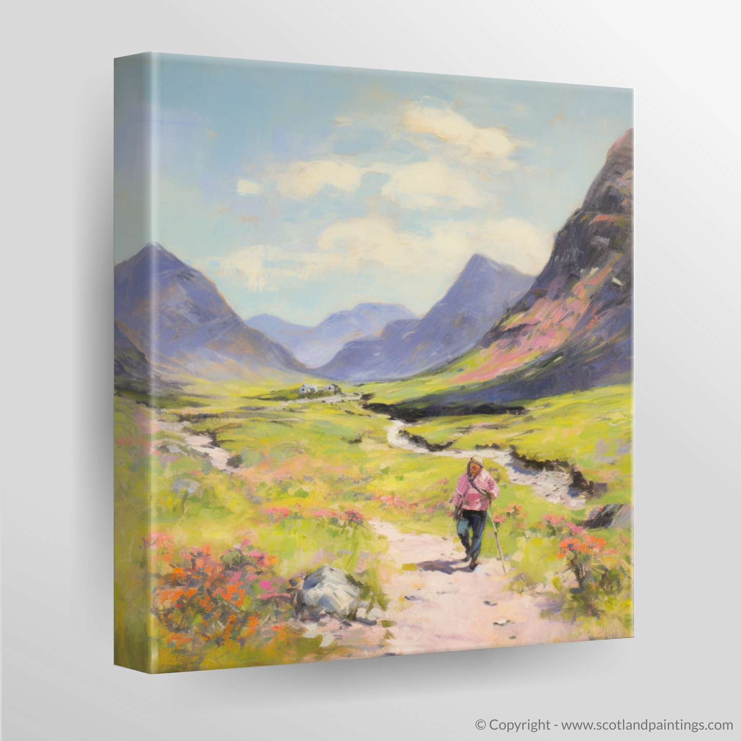 Canvas Print of Walkers in Glencoe during summer