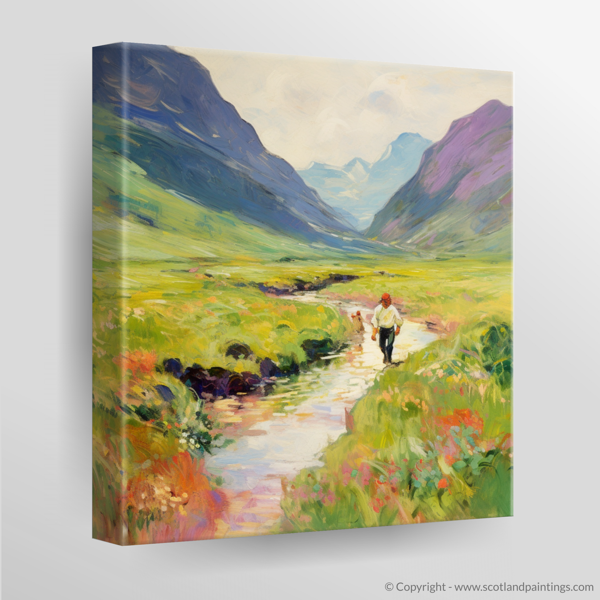 Canvas Print of Walkers in Glencoe during summer