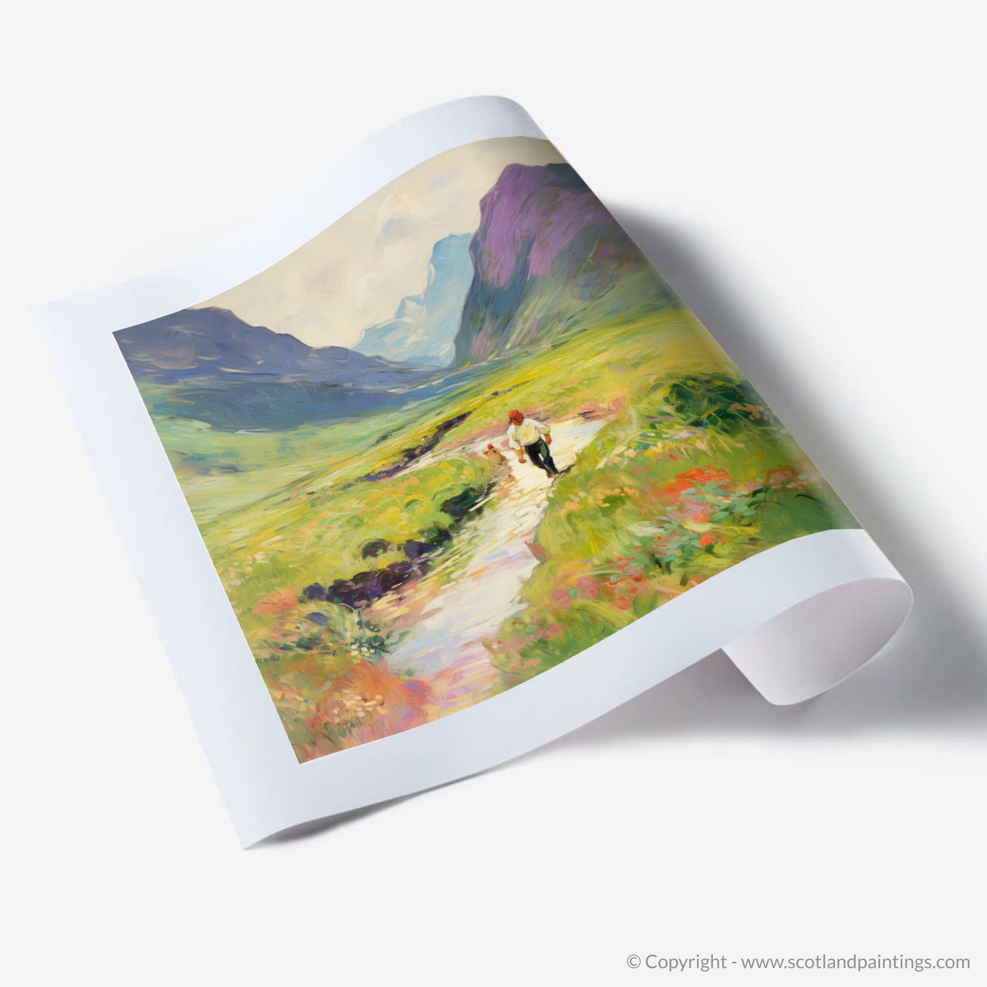 Art Print of Walkers in Glencoe during summer