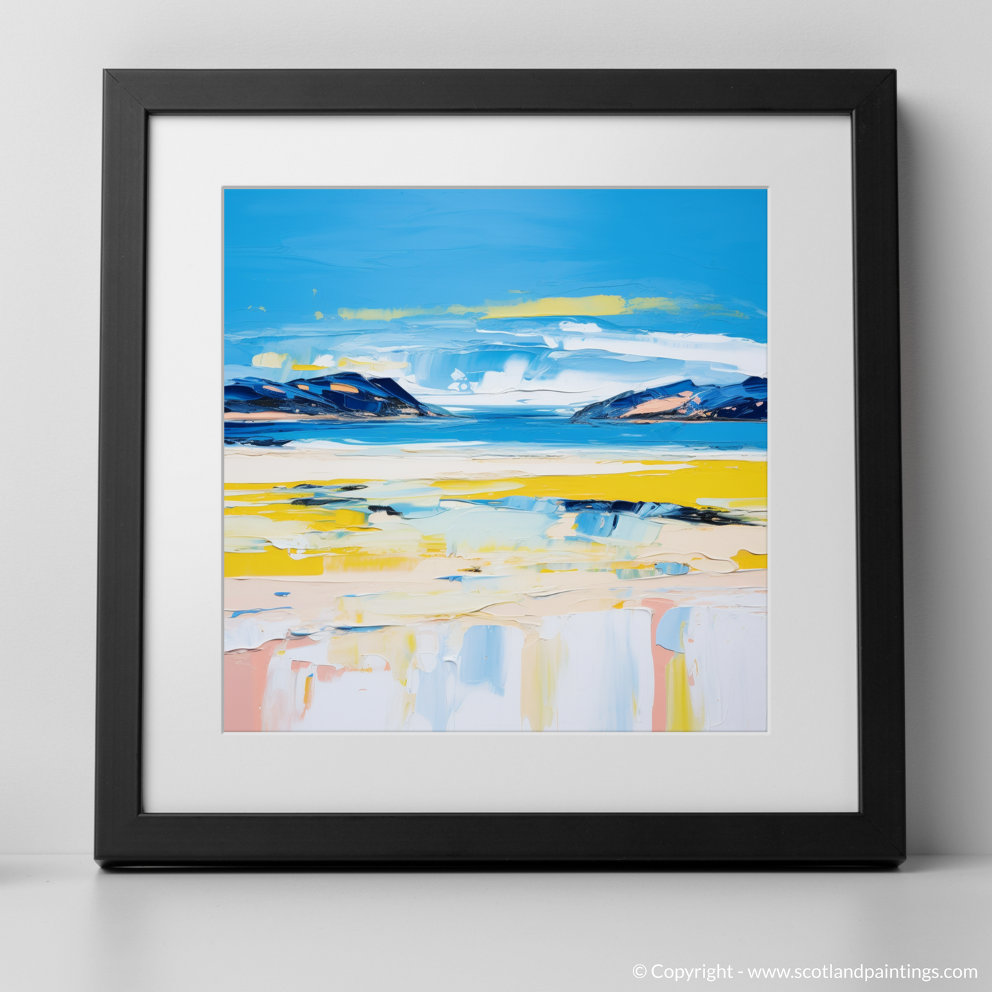 Art Print of Durness Beach, Sutherland in summer with a black frame