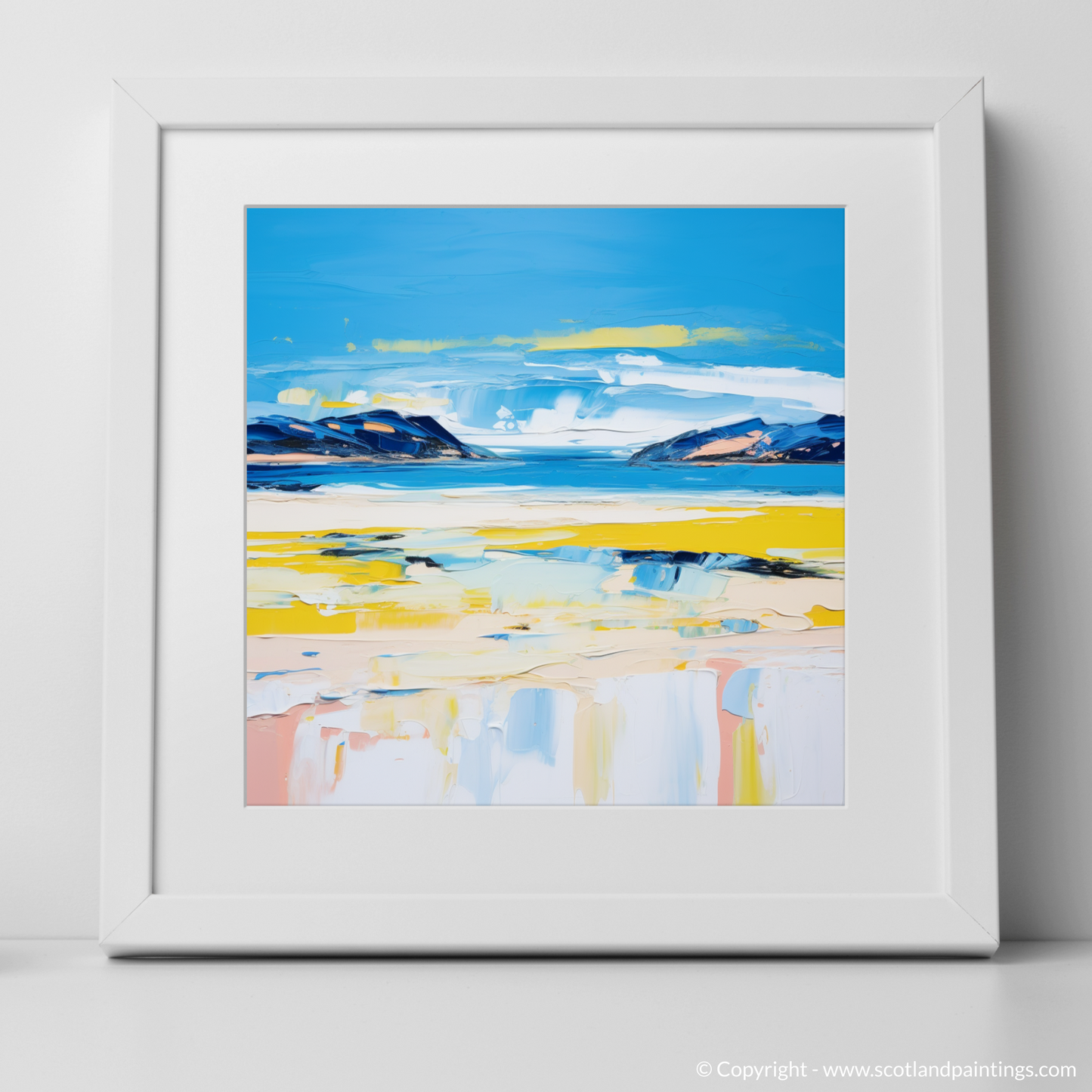 Art Print of Durness Beach, Sutherland in summer with a white frame