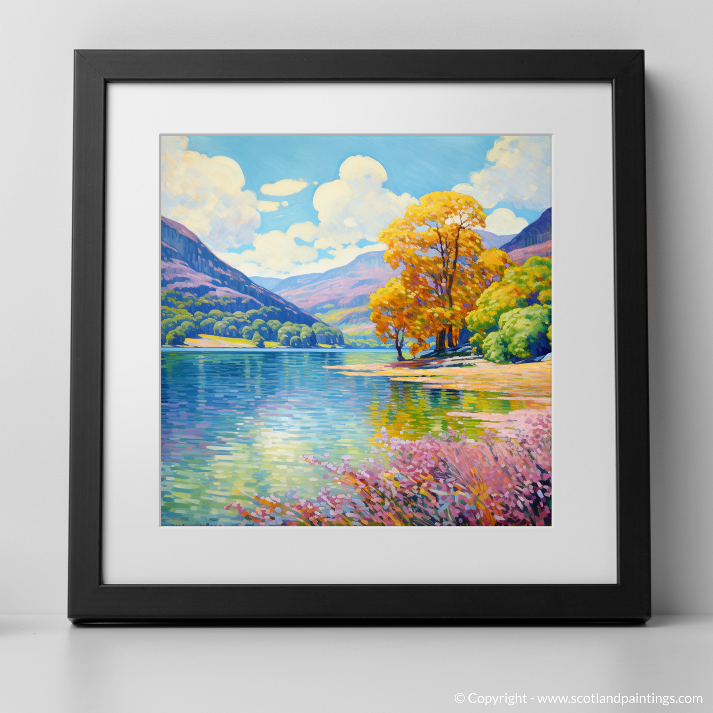 Painting and Art Print of Loch Earn, Perth and Kinross in summer. Summer Serenity at Loch Earn.