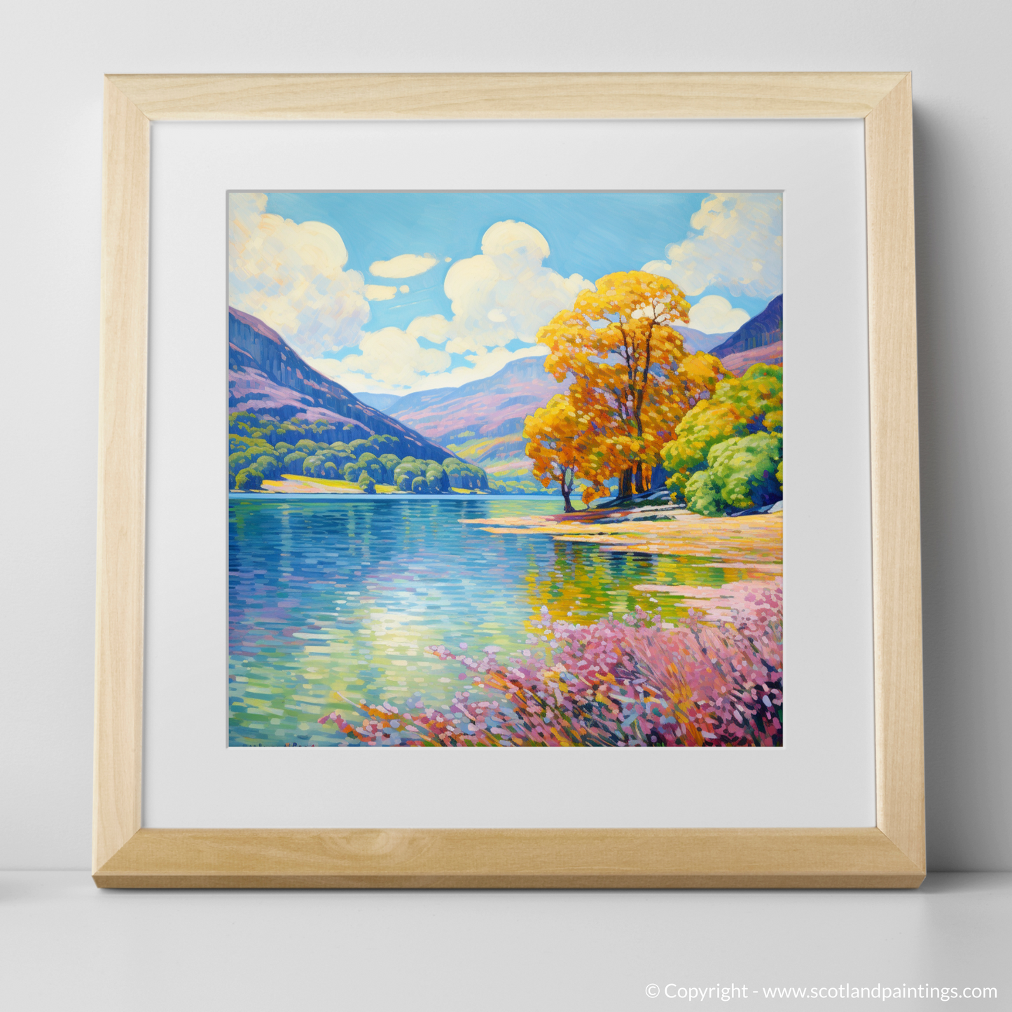 Painting and Art Print of Loch Earn, Perth and Kinross in summer. Summer Serenity at Loch Earn.