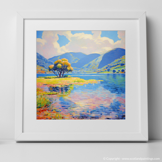 Art Print of Loch Earn, Perth and Kinross in summer with a white frame